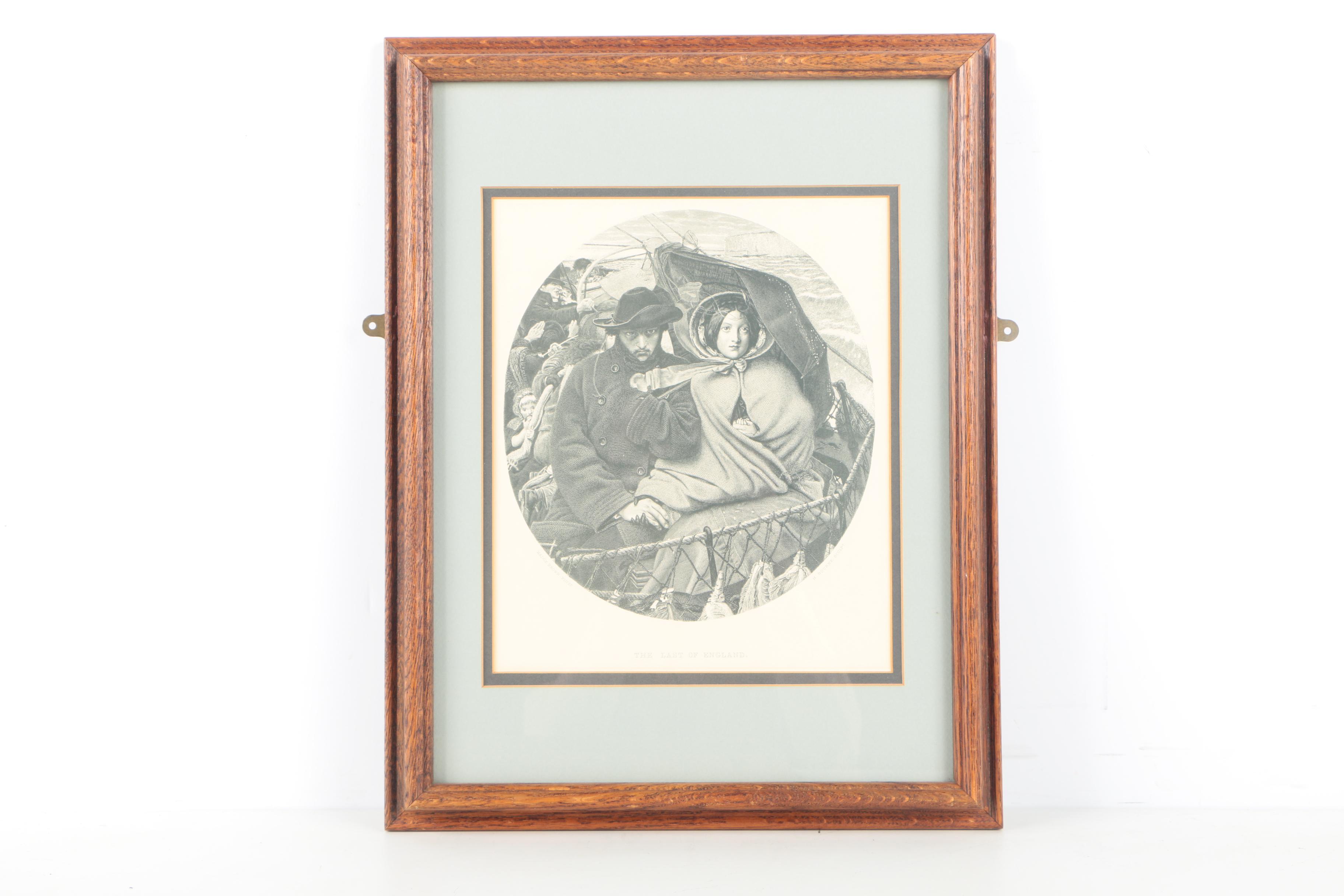 After Herbert K. Bourne and J. Stephenson Prints on Paper "The Last of England" and a Portrait of Alfred Tennyson