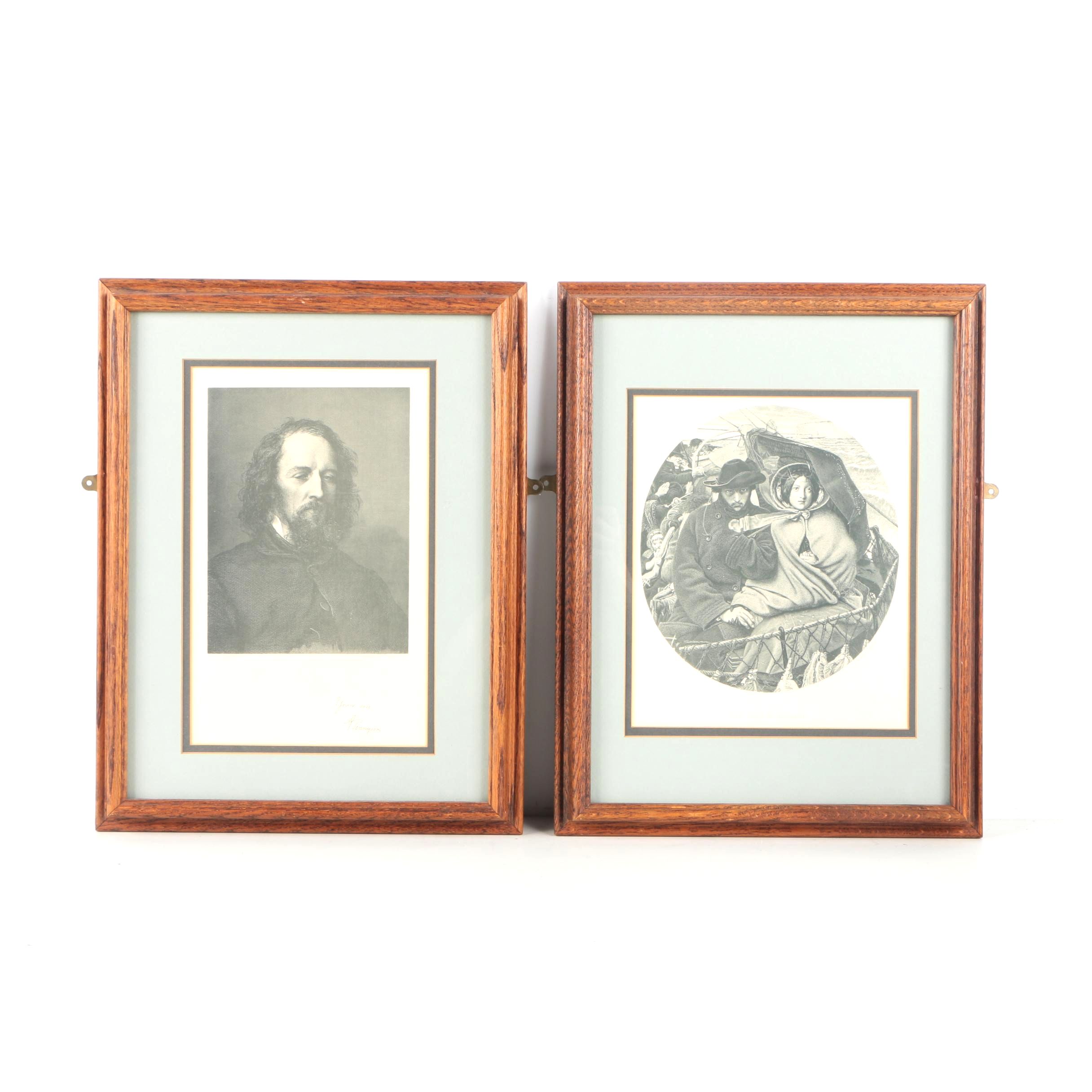 After Herbert K. Bourne and J. Stephenson Prints on Paper "The Last of England" and a Portrait of Alfred Tennyson
