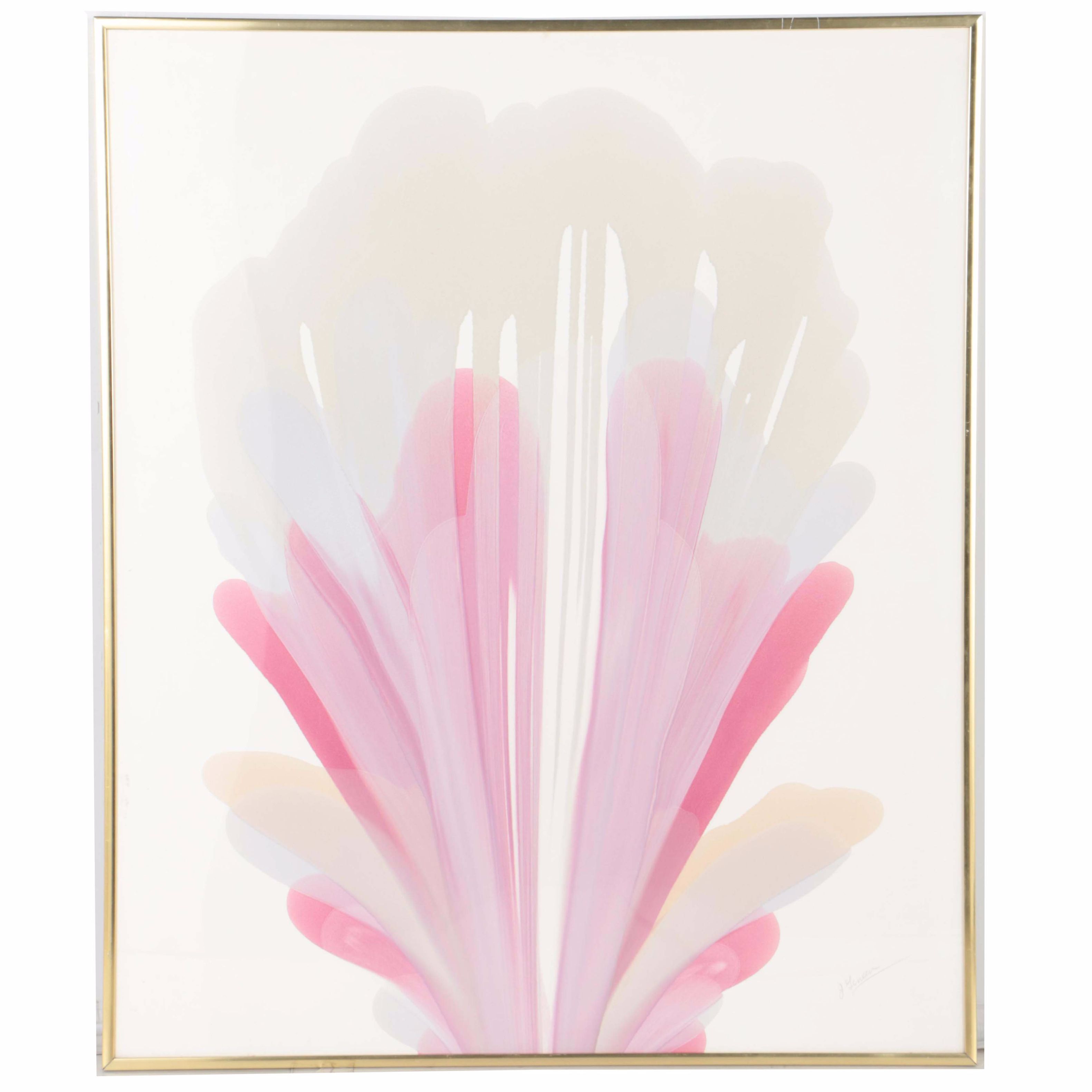 Signed Serigraph of Abstract Pinks and Grays