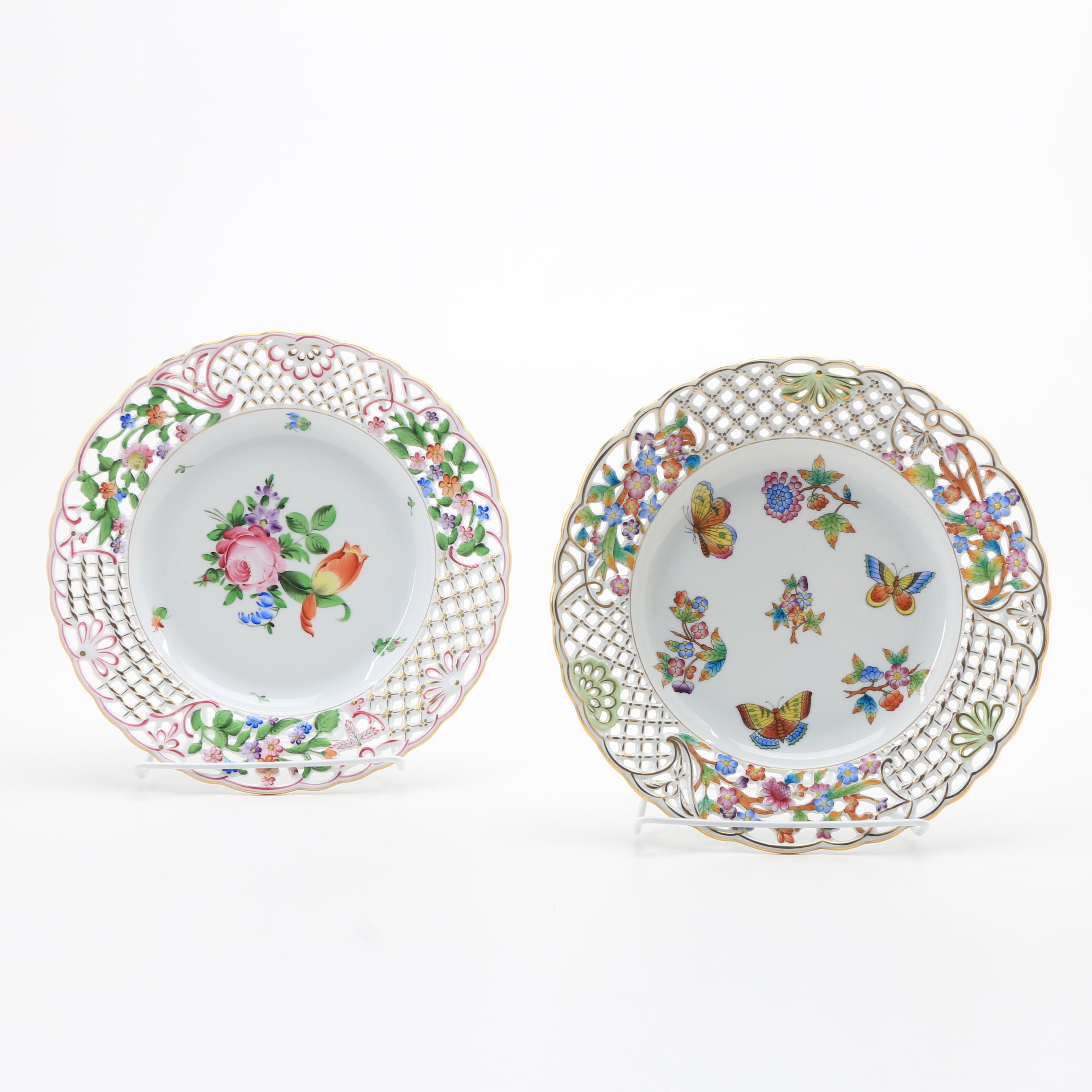 Herend "Queen Victoria" and "Printemp" Pierced Plates