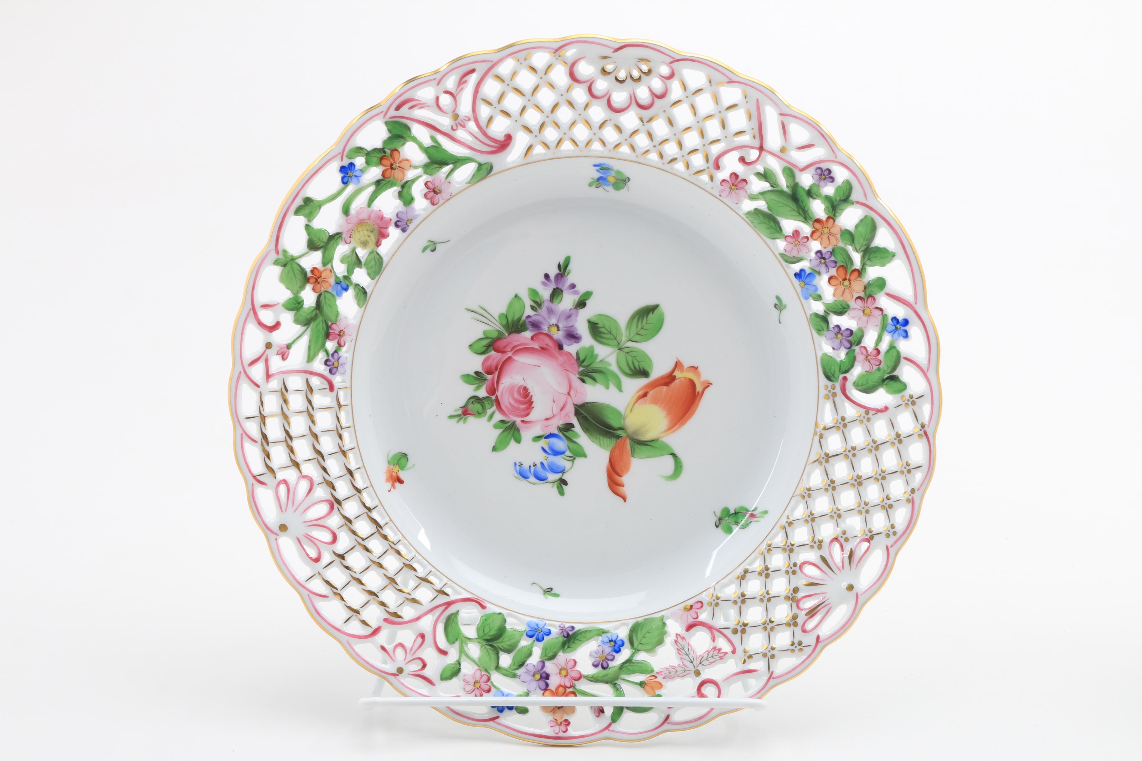 Herend "Queen Victoria" and "Printemp" Pierced Plates
