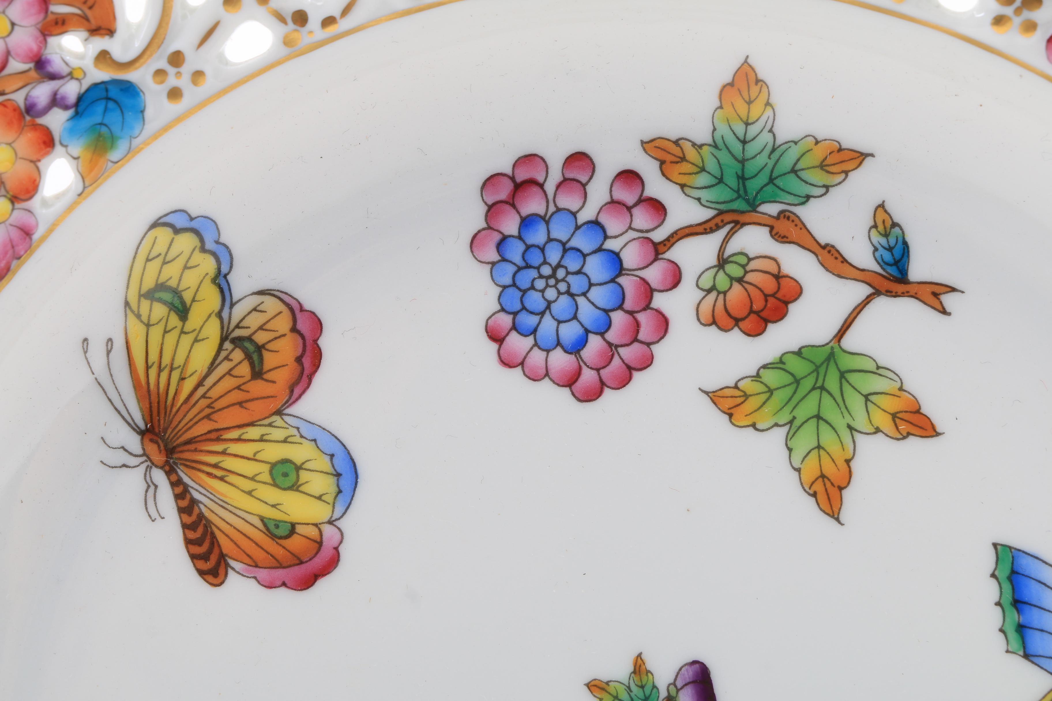 Herend "Queen Victoria" and "Printemp" Pierced Plates