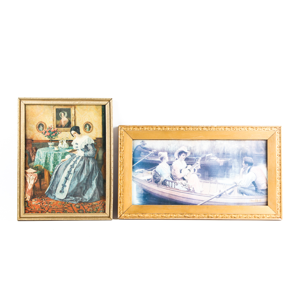 Vintage Offset Lithograph Print Pair