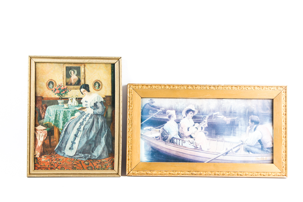 Vintage Offset Lithograph Print Pair