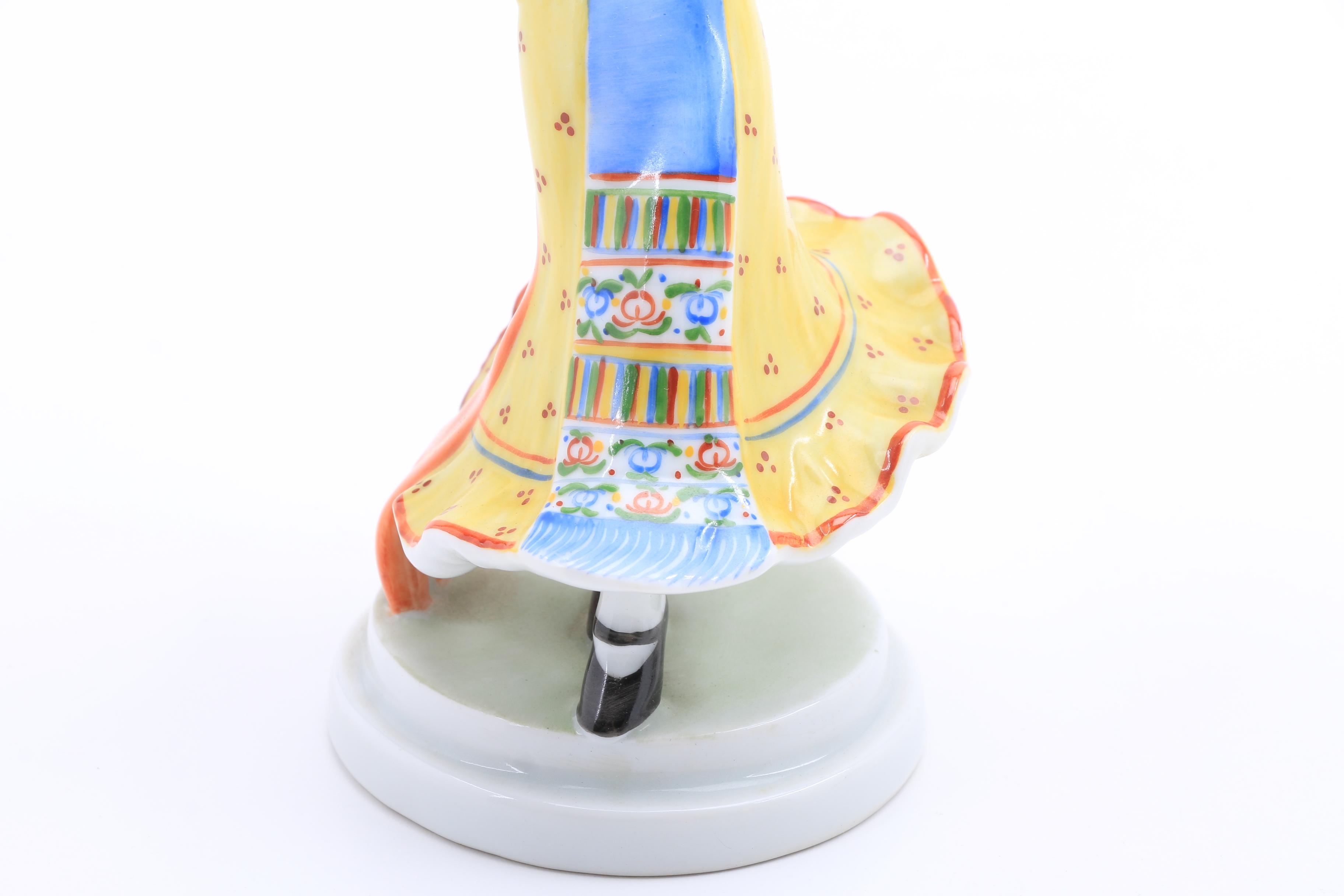 Vintage Herend Hand Painted Porcelain Peasant Dancer Figurines