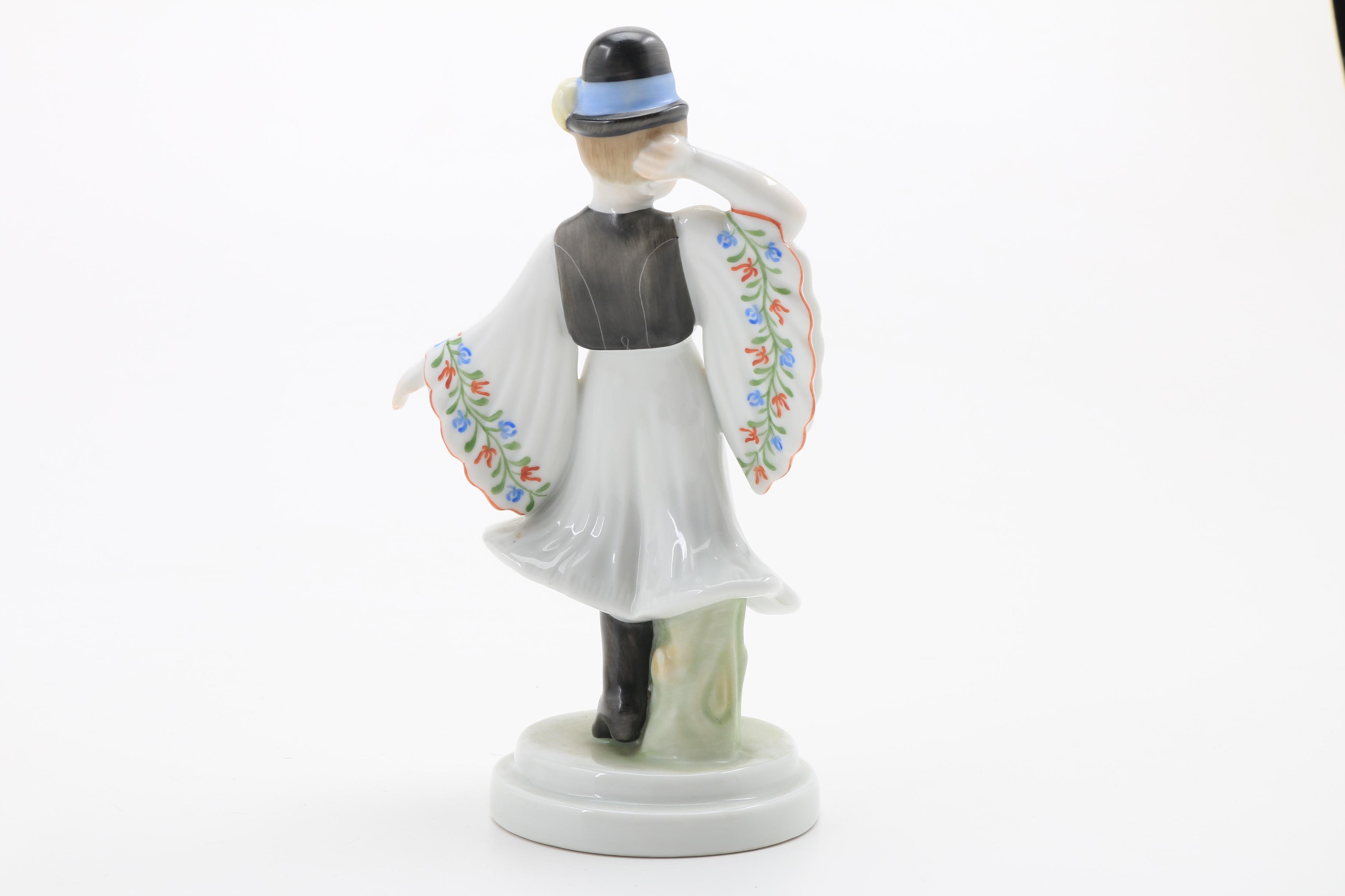 Vintage Herend Hand Painted Porcelain Peasant Dancer Figurines