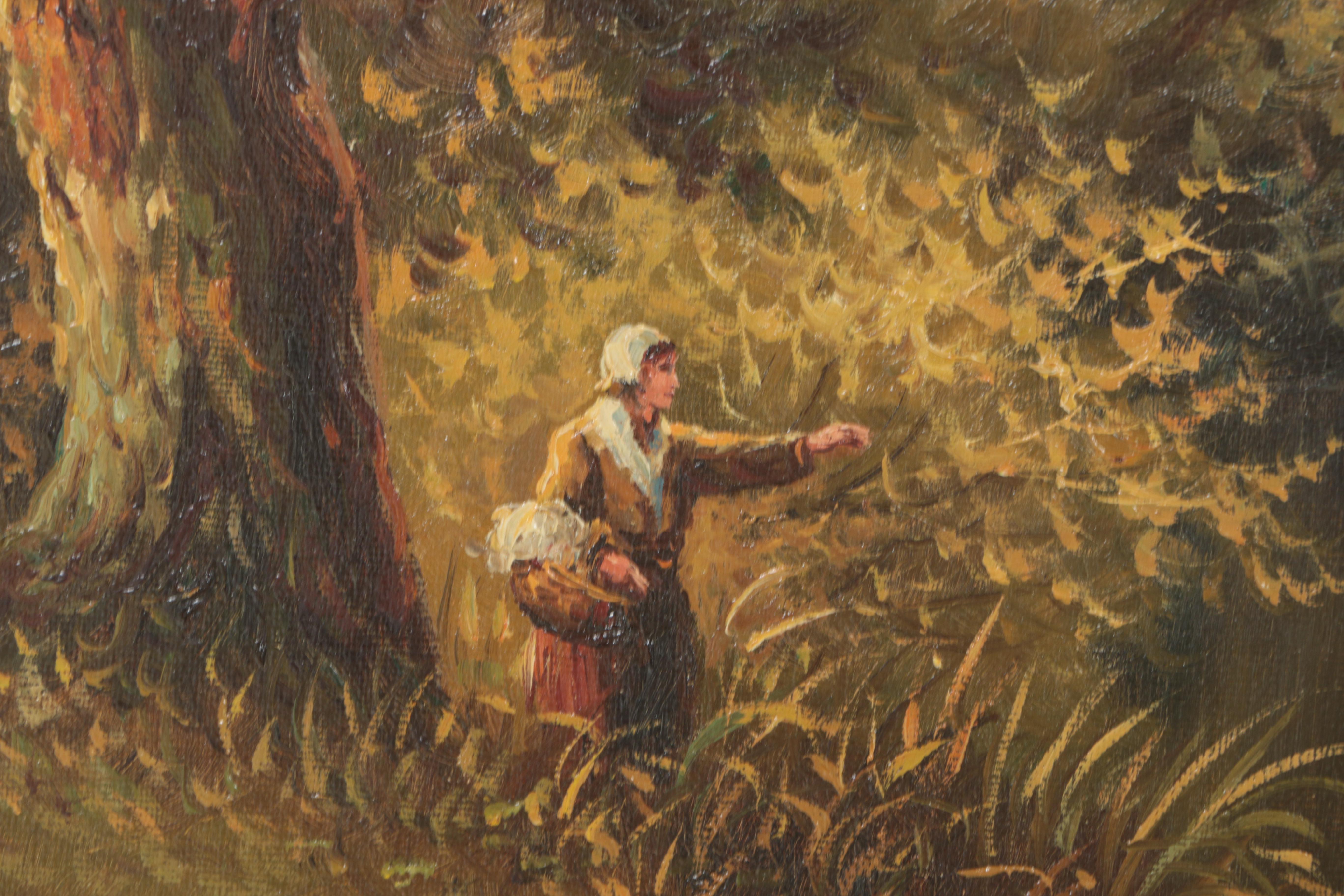 C. Williams Oil Painting on Canvas of Country Landscape With Ferryman