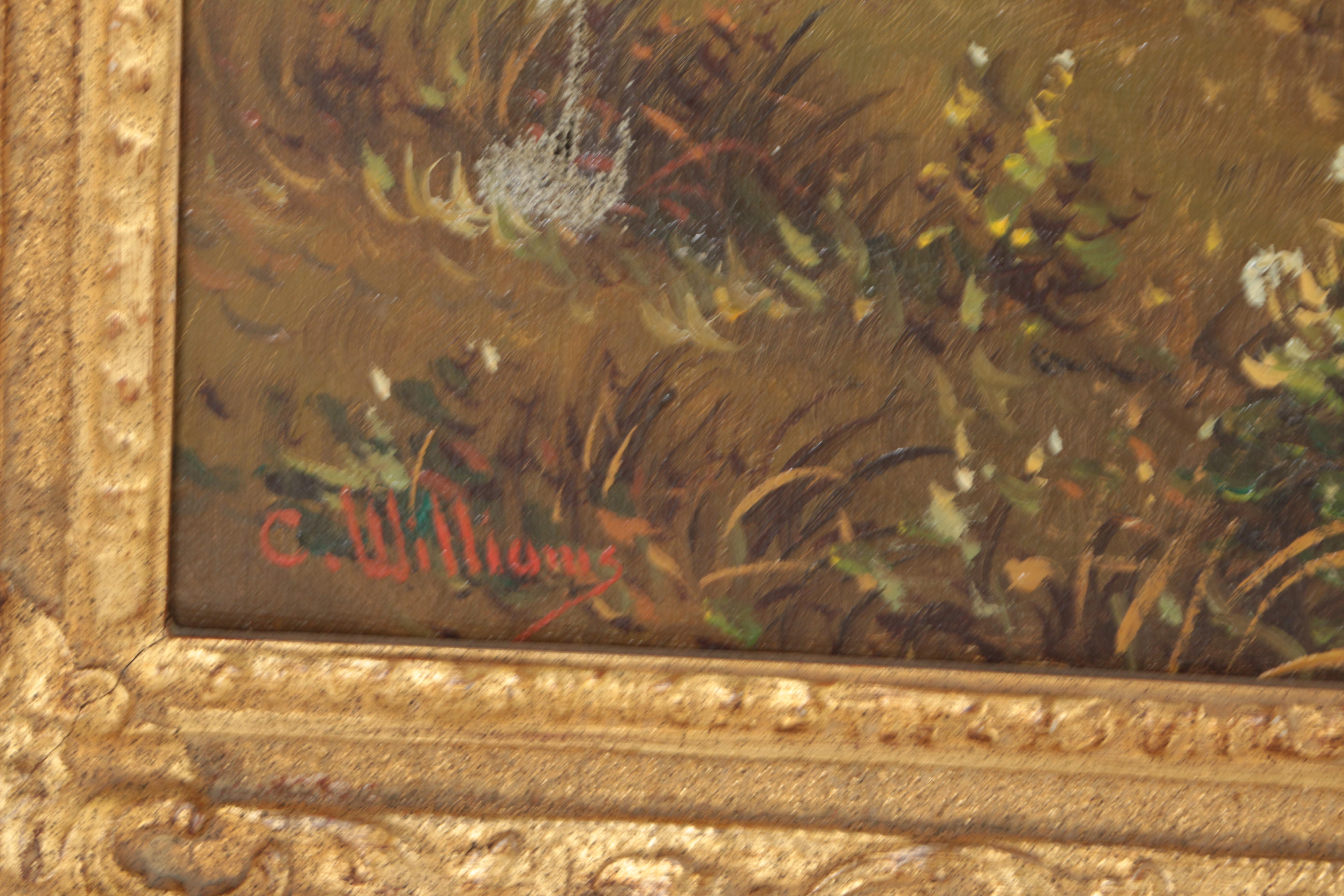 C. Williams Oil Painting on Canvas of Country Landscape With Ferryman