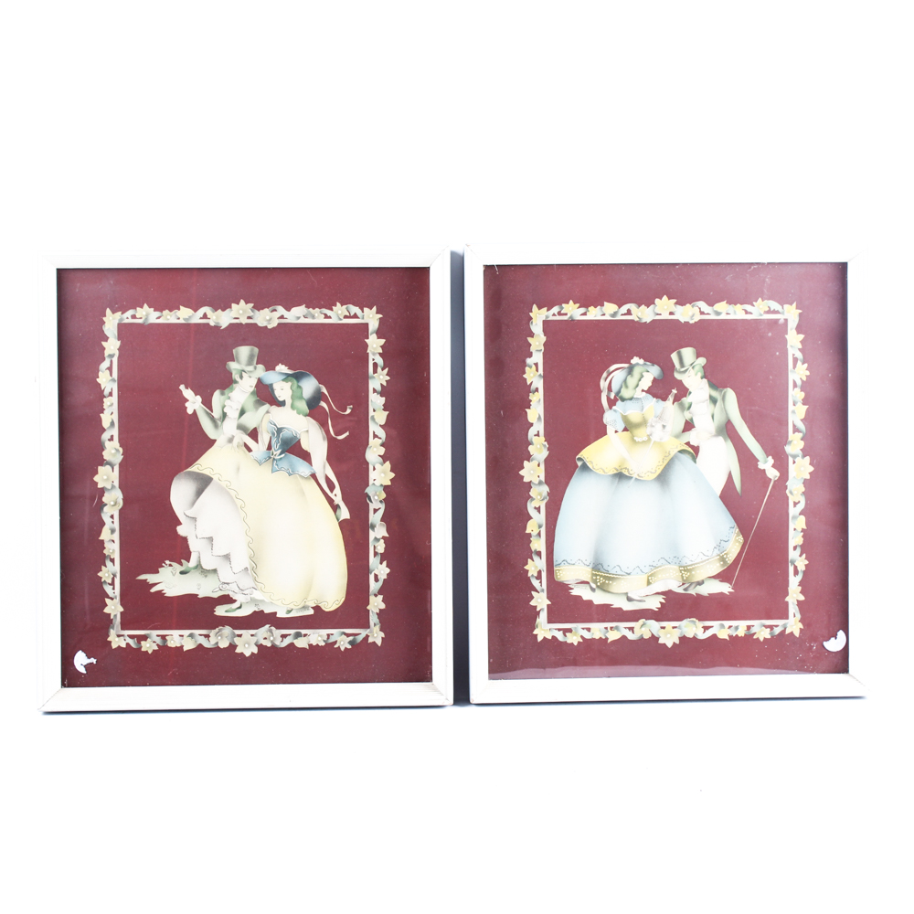 Vintage Terone Offset Lithograph Print Pair