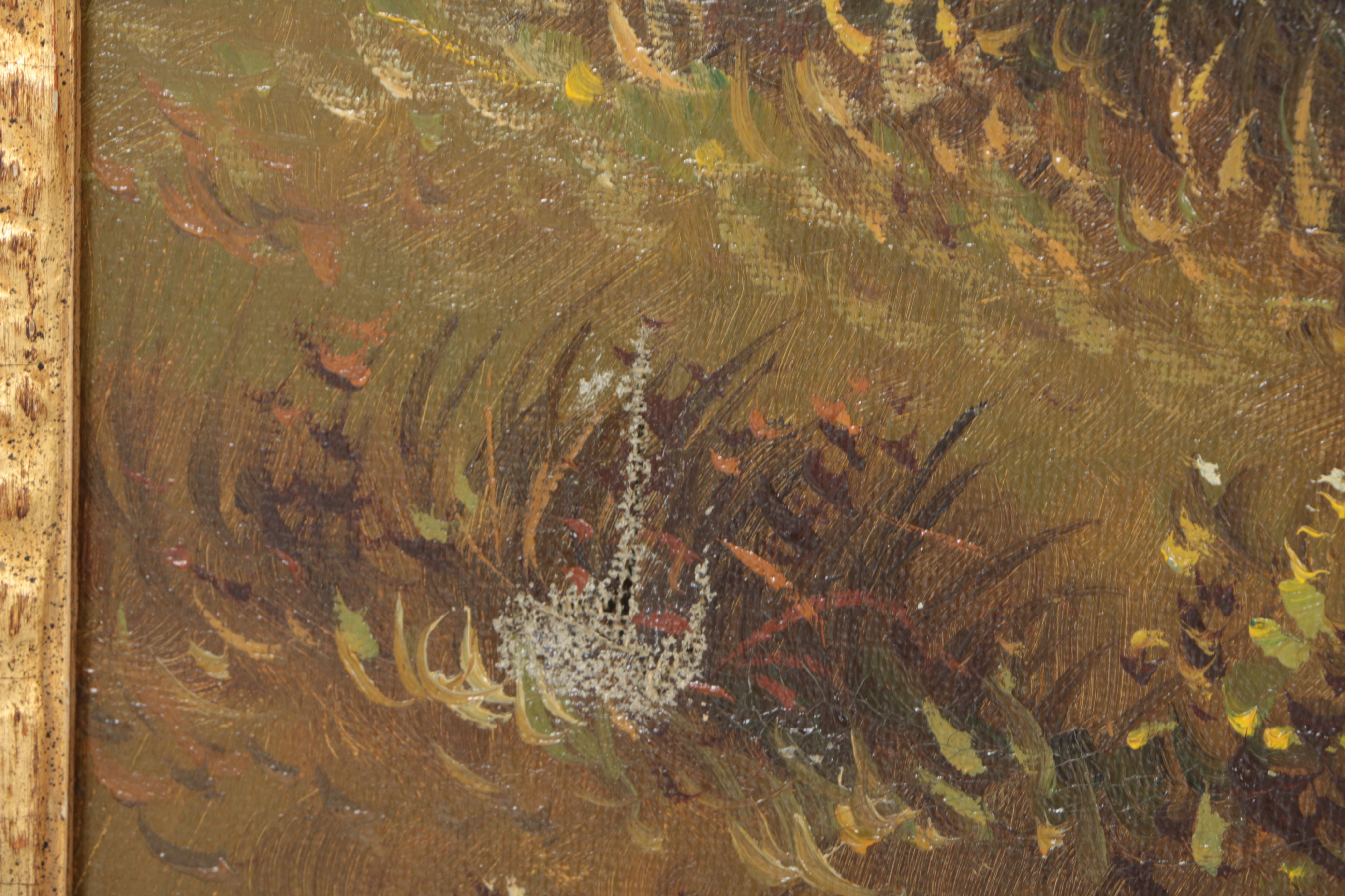 C. Williams Oil Painting on Canvas of Country Landscape With Ferryman