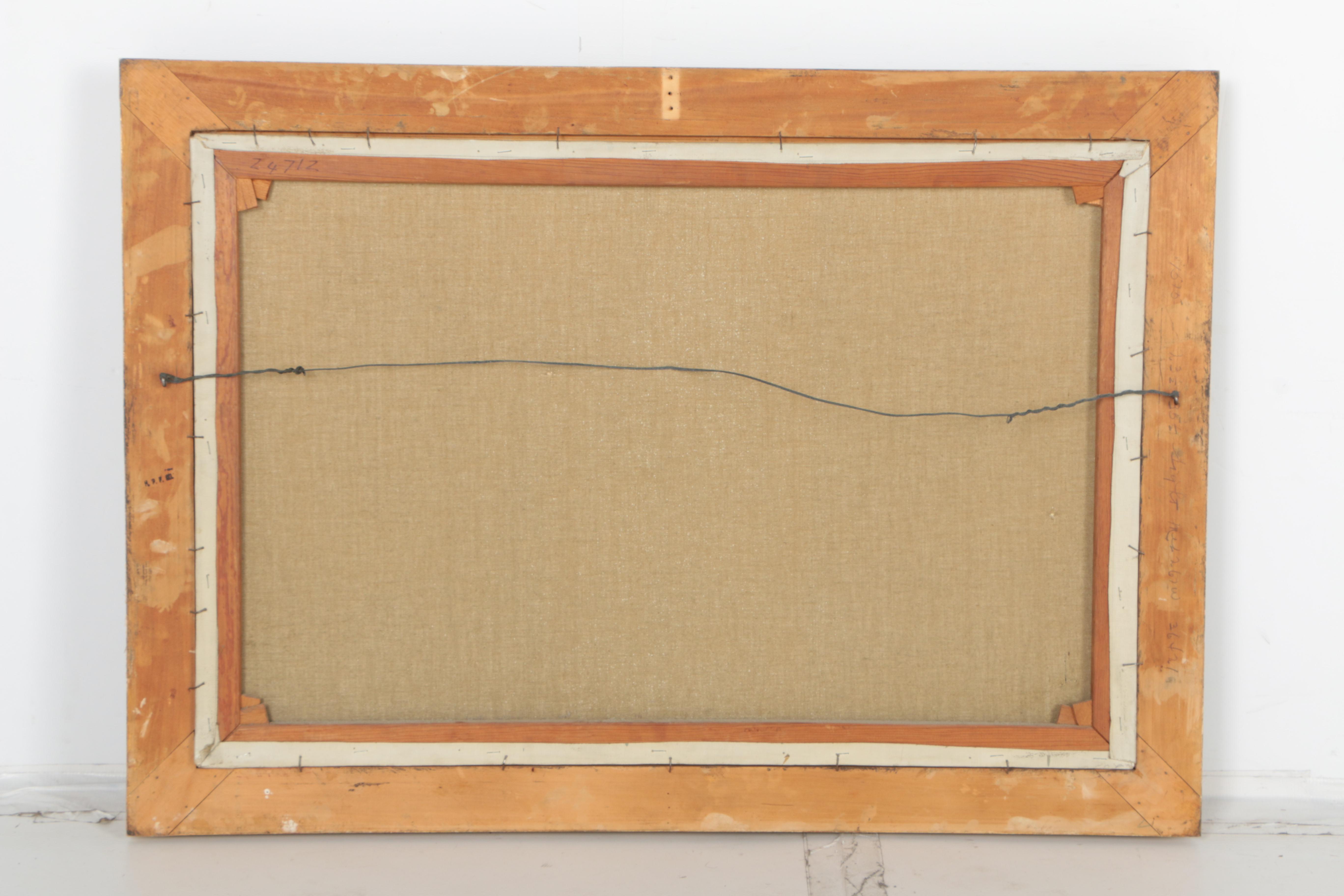 C. Williams Oil Painting on Canvas of Country Landscape With Ferryman