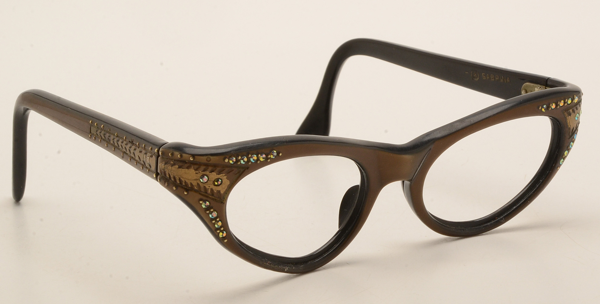 Vintage French Eyeglass Frames with Aurora Borealis Rhinestones