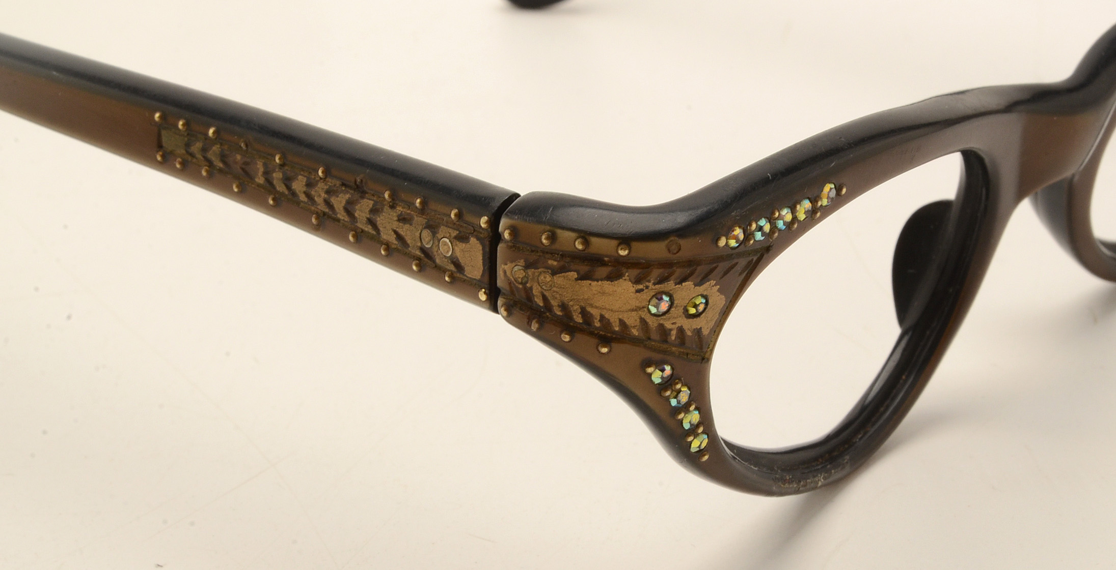 Vintage French Eyeglass Frames with Aurora Borealis Rhinestones