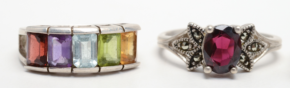 Group of Seven Sterling Silver Rings