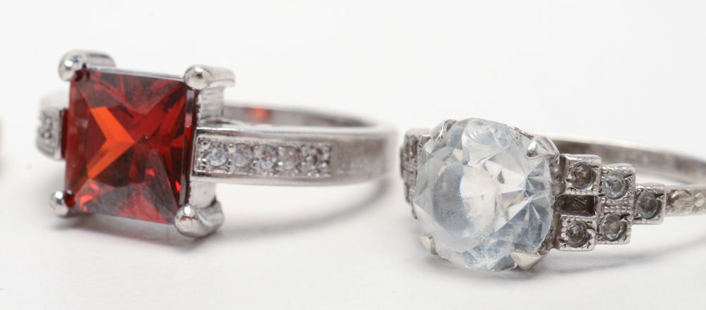 Group of Seven Sterling Silver Rings