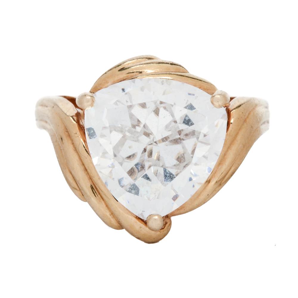 Diamonique 14K Yellow Gold Cubic Zirconia Ring