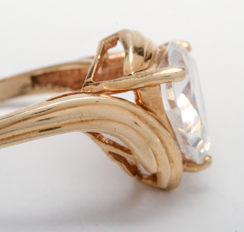Diamonique 14K Yellow Gold Cubic Zirconia Ring