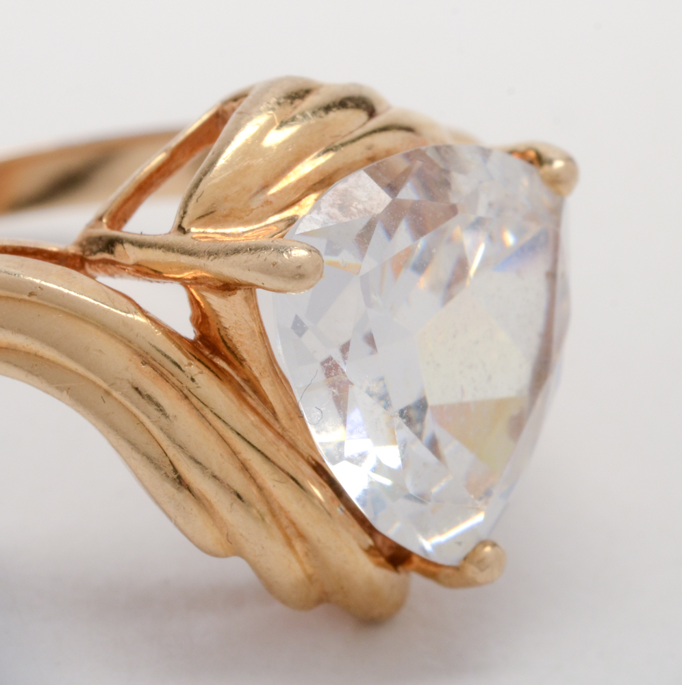 Diamonique 14K Yellow Gold Cubic Zirconia Ring