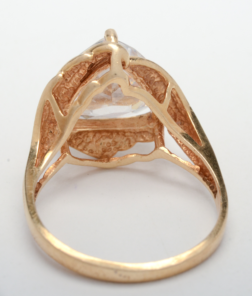 Diamonique 14K Yellow Gold Cubic Zirconia Ring
