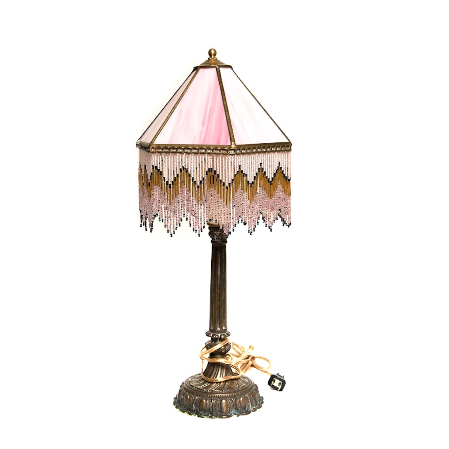 Vintage Slag Glass Accent Lamp