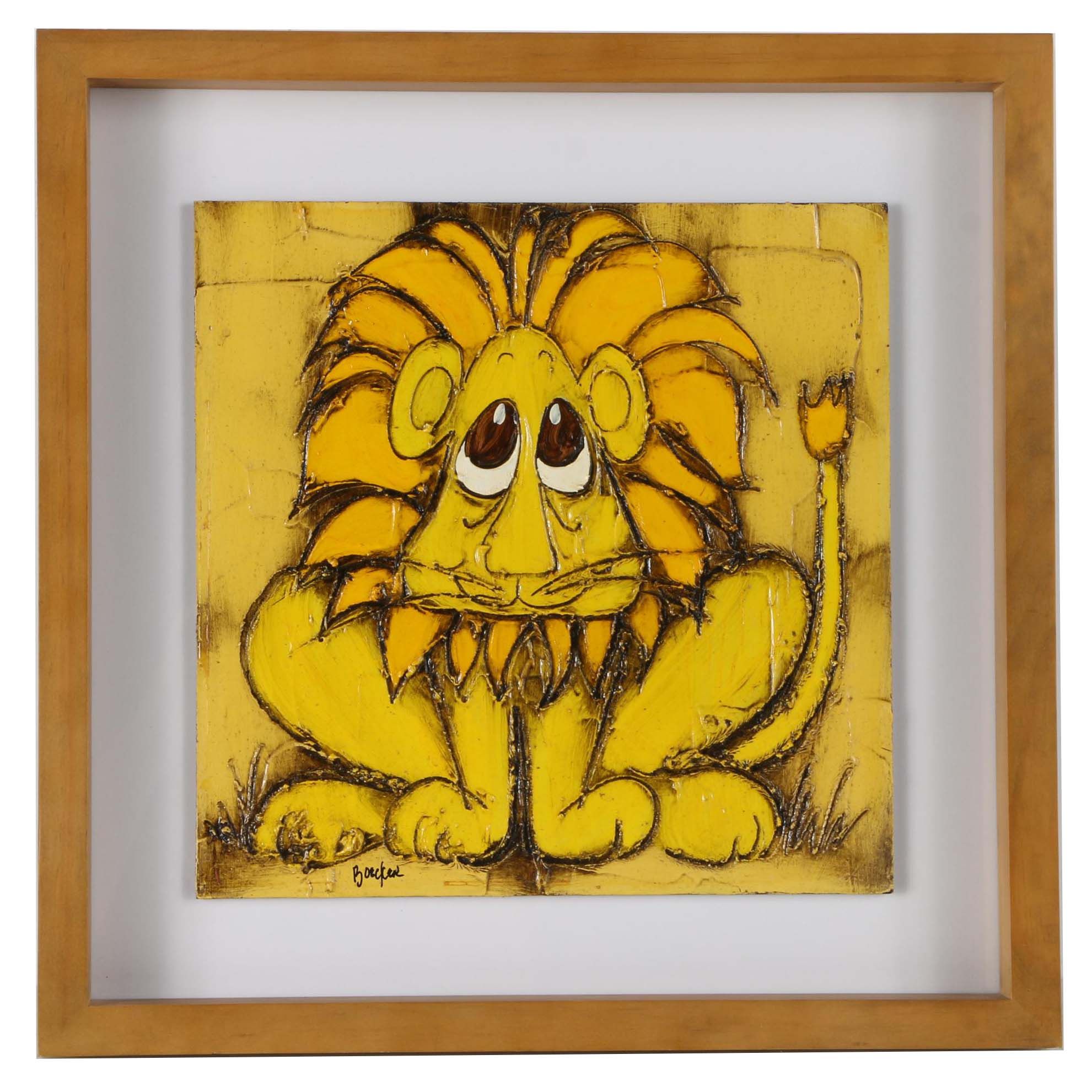 Nancy Boecker Oil Painting on Panel of Lion