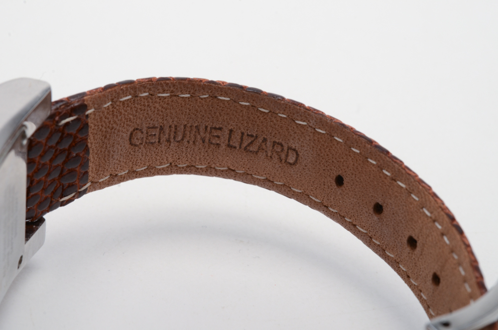 Croton Stainless Steel Diamond Watch with Lizard Skin Band