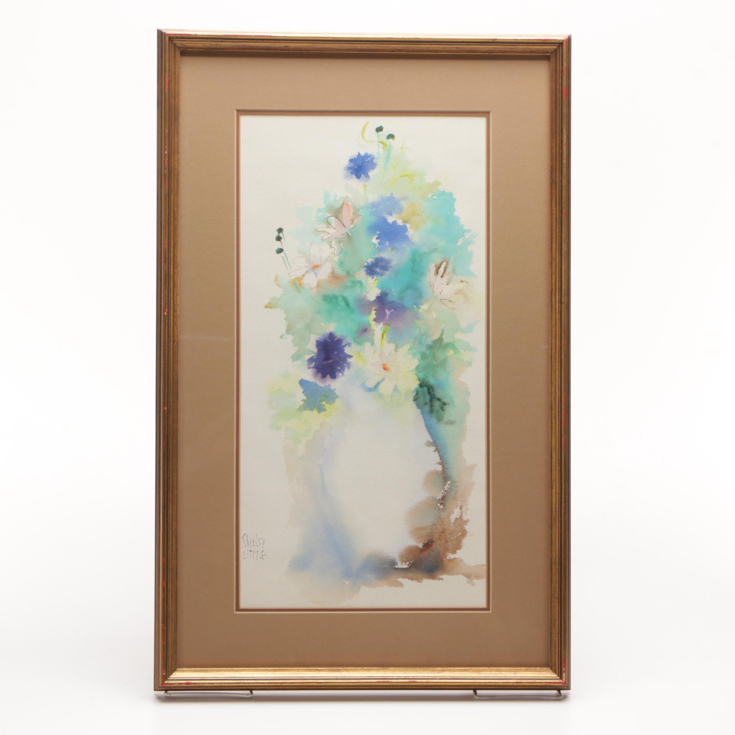 Shirley Little Watercolor Painting of Floral Still Life