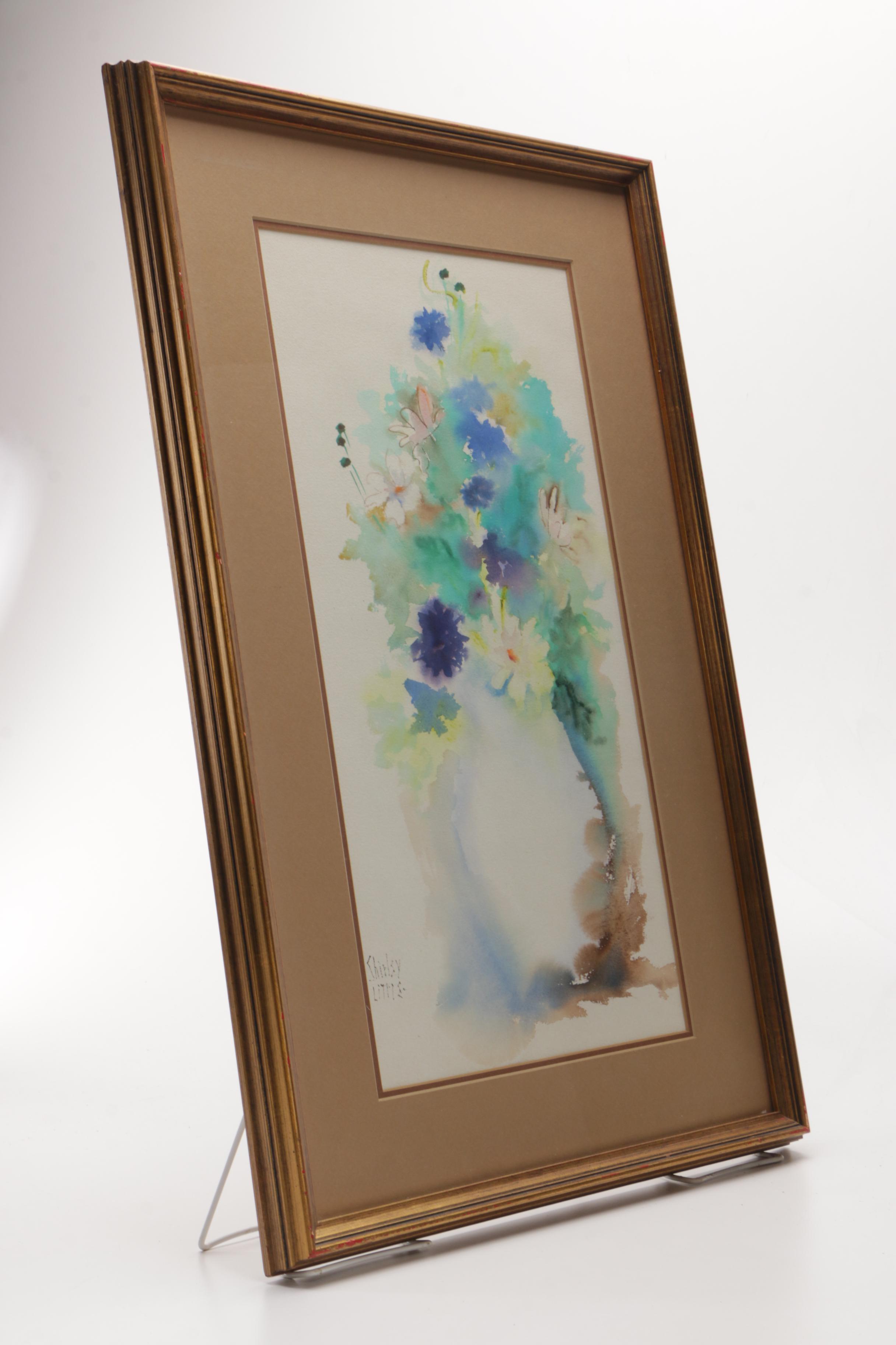 Shirley Little Watercolor Painting of Floral Still Life