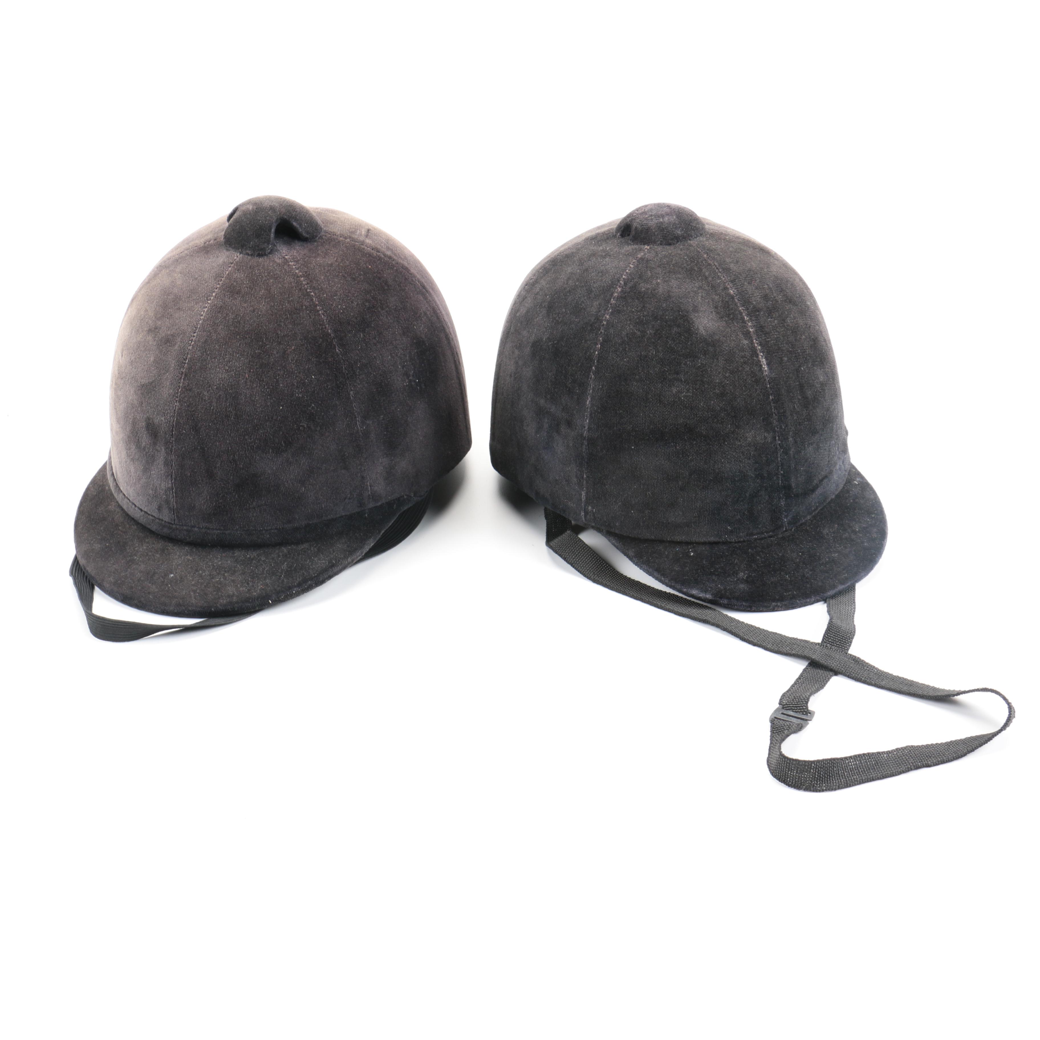 Pair of Grey Hunt Seat Riding Helmets