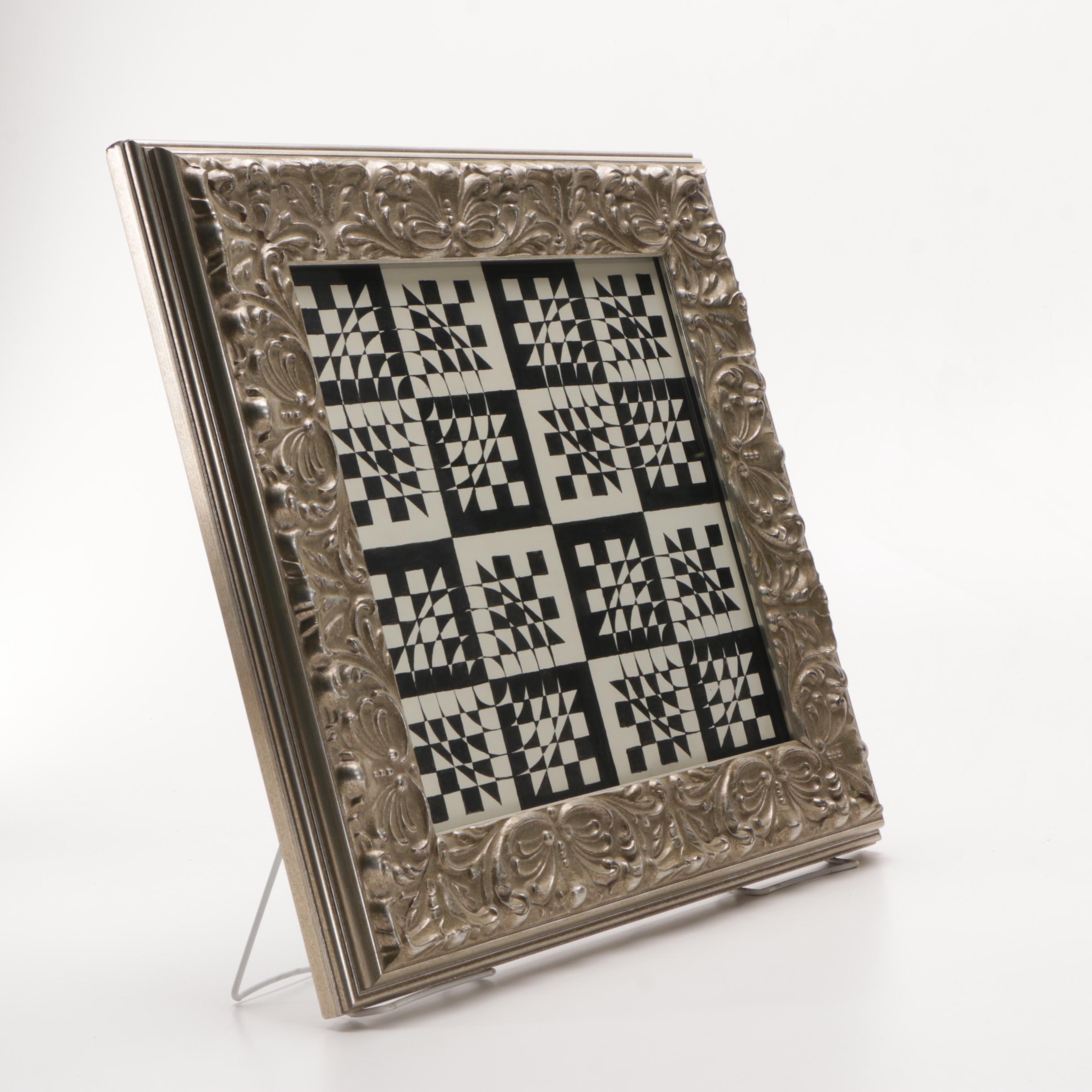 Ink Drawing on Paper of Op Art Composition