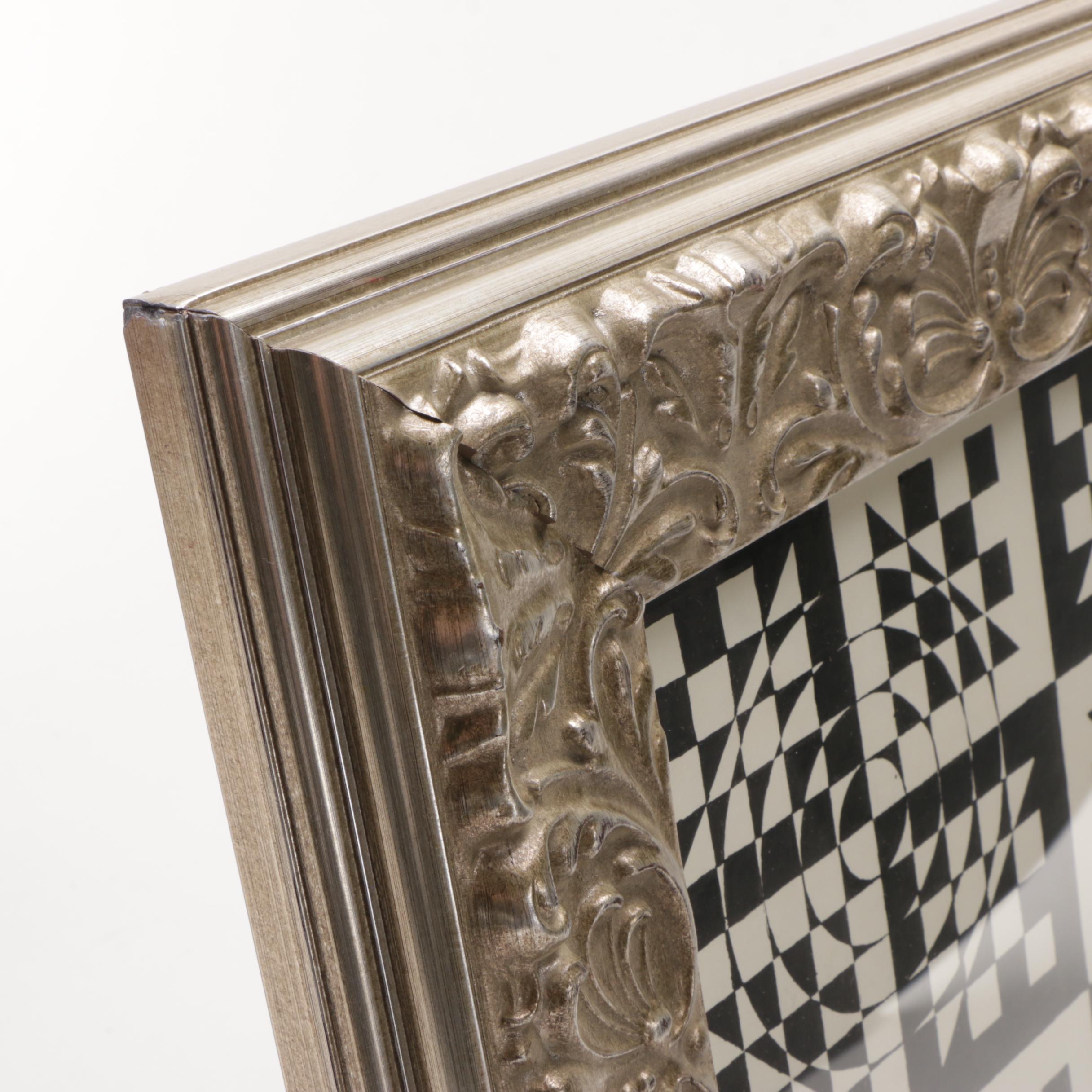 Ink Drawing on Paper of Op Art Composition