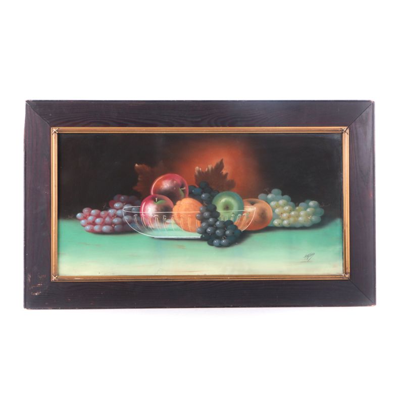 George Hadland Pastel Drawing of Still Life featuring Fruit