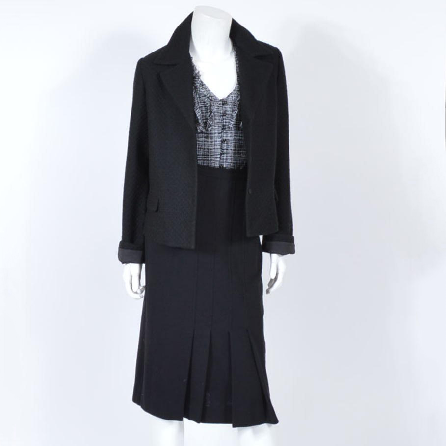 Black Chanel Skirt and Tahari Blazer