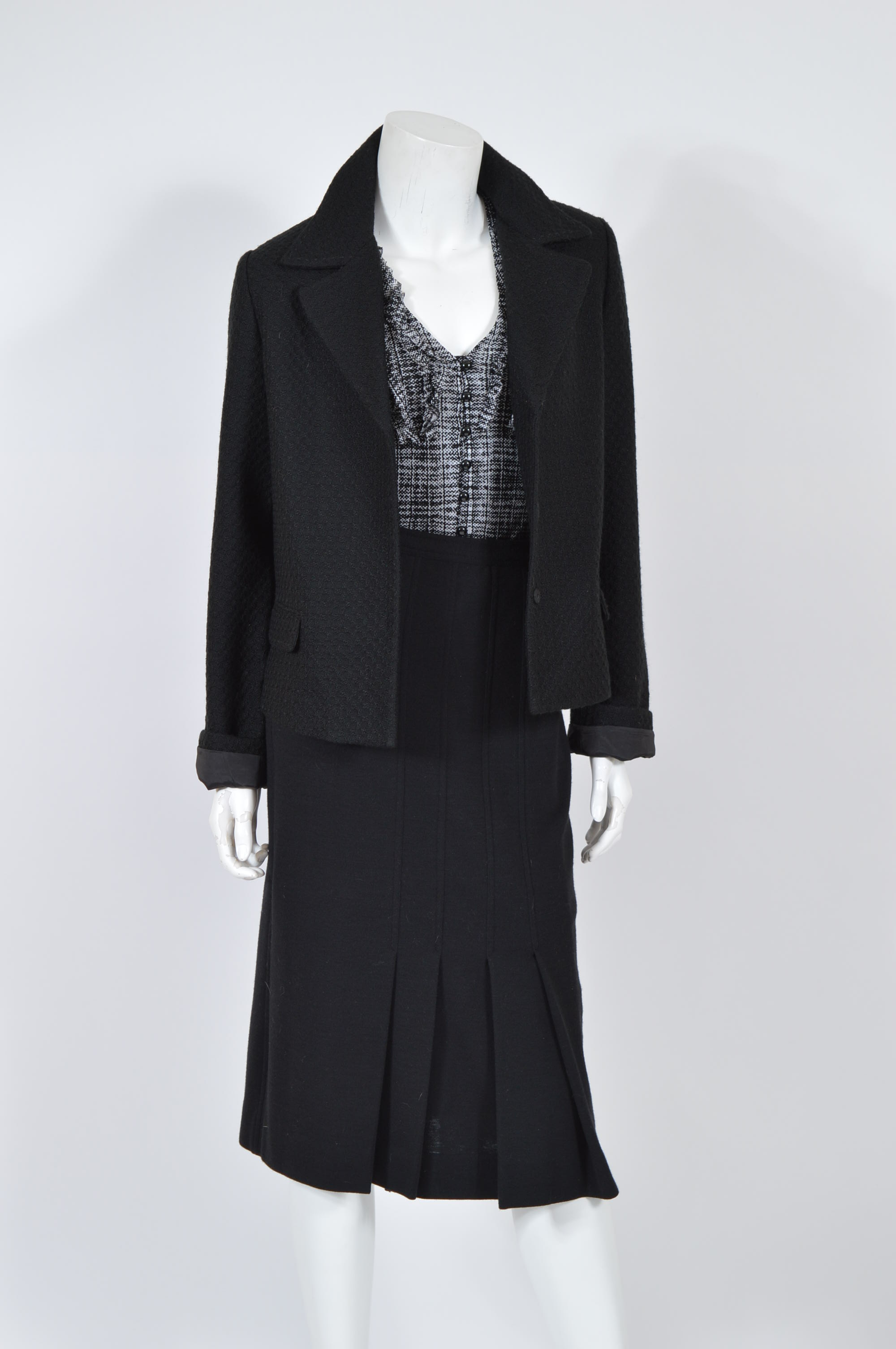 Black Chanel Skirt and Tahari Blazer