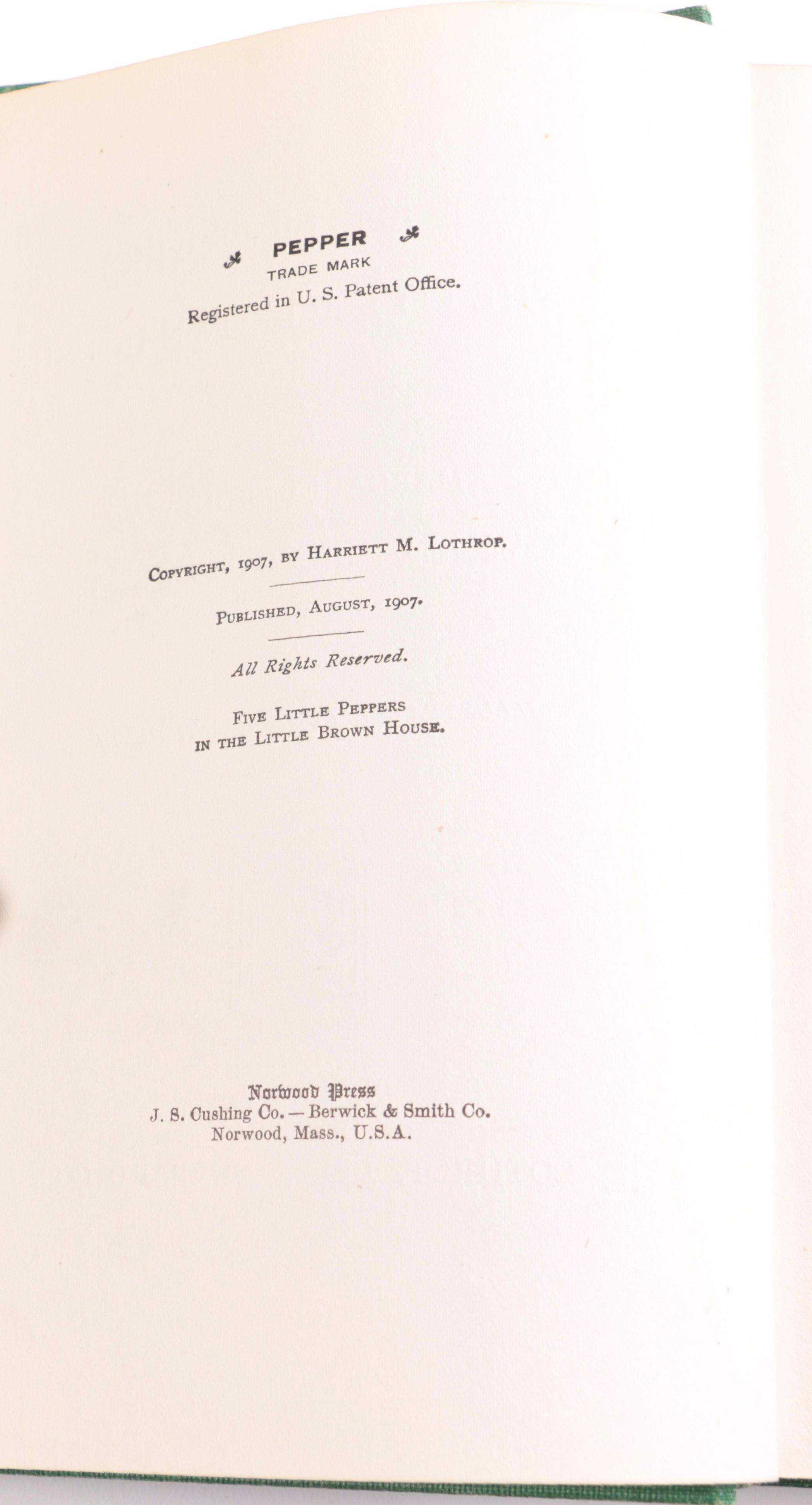 Early 1900s "Five Little Peppers" Books