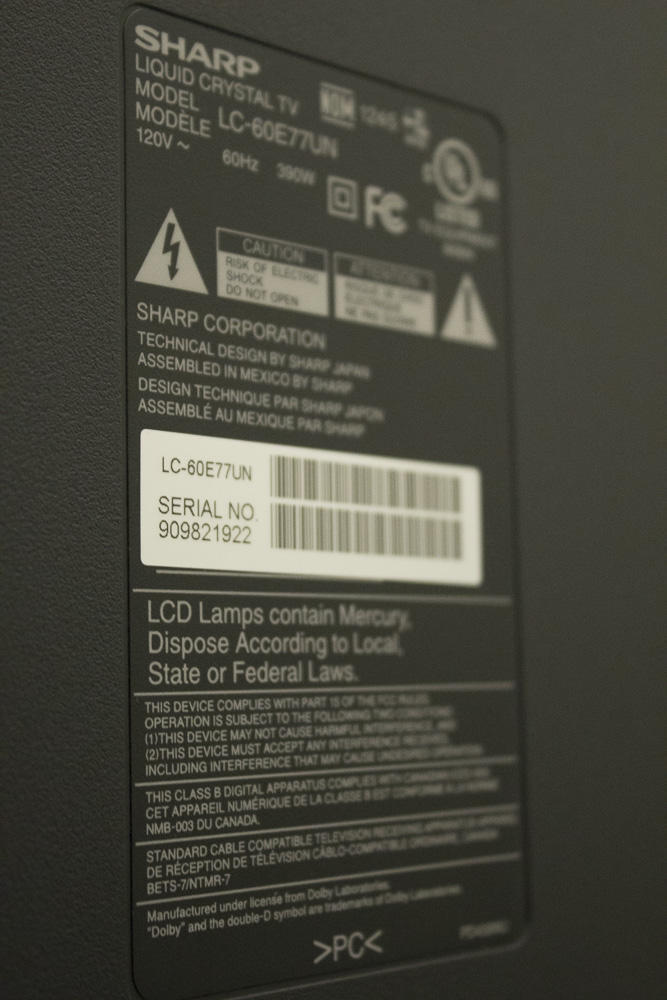 Sharp Aquos 60" LCD HDTV