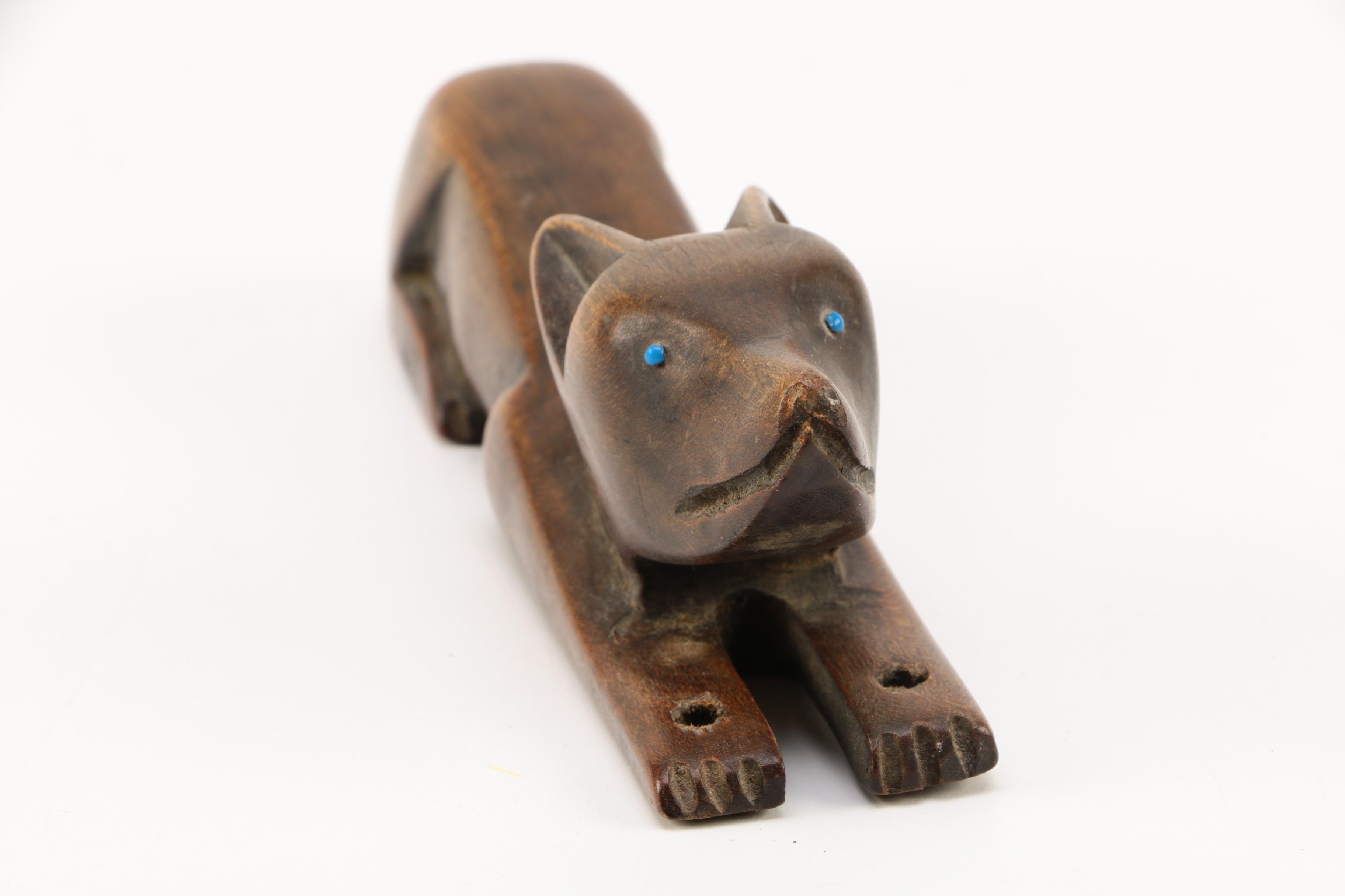 Guatemalan Inspired Hand Carved Wooden Folk Art Dog Slingshot