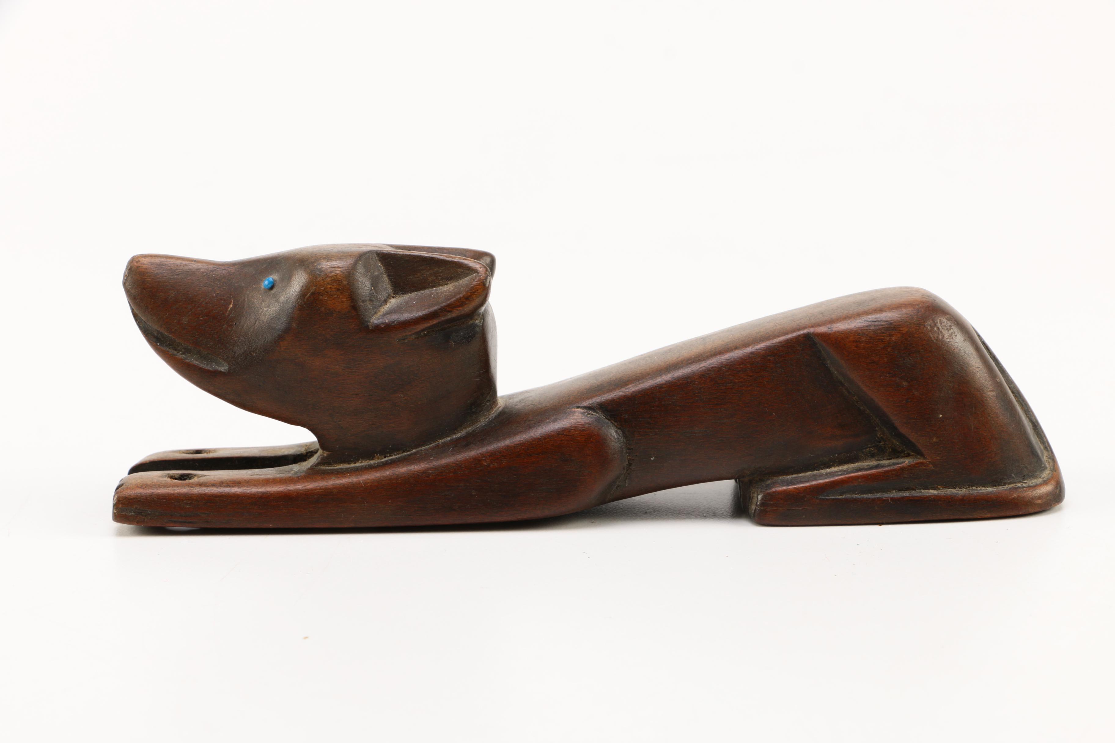 Guatemalan Inspired Hand Carved Wooden Folk Art Dog Slingshot