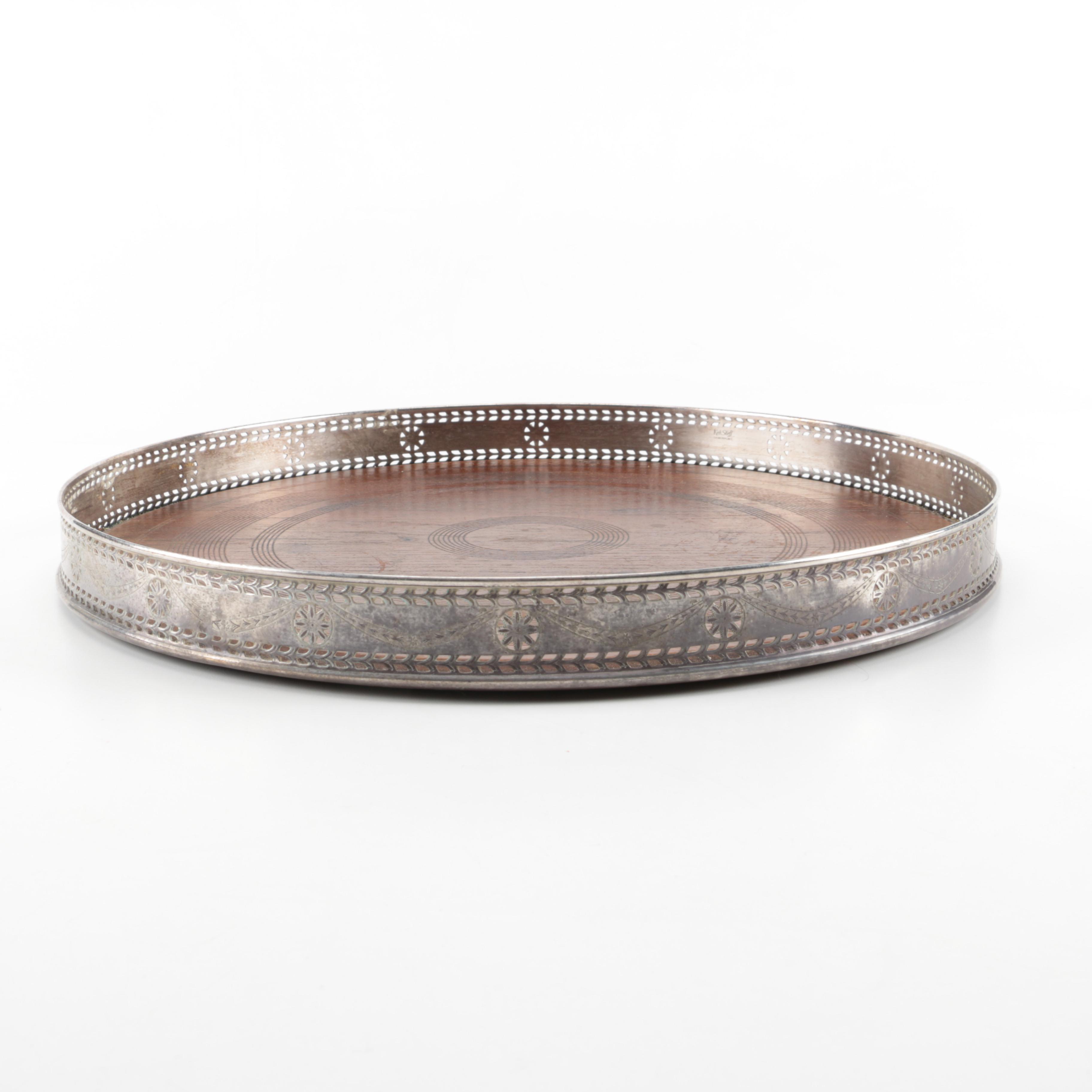 Serving Tray With a Pierced Sterling Silver Gallery
