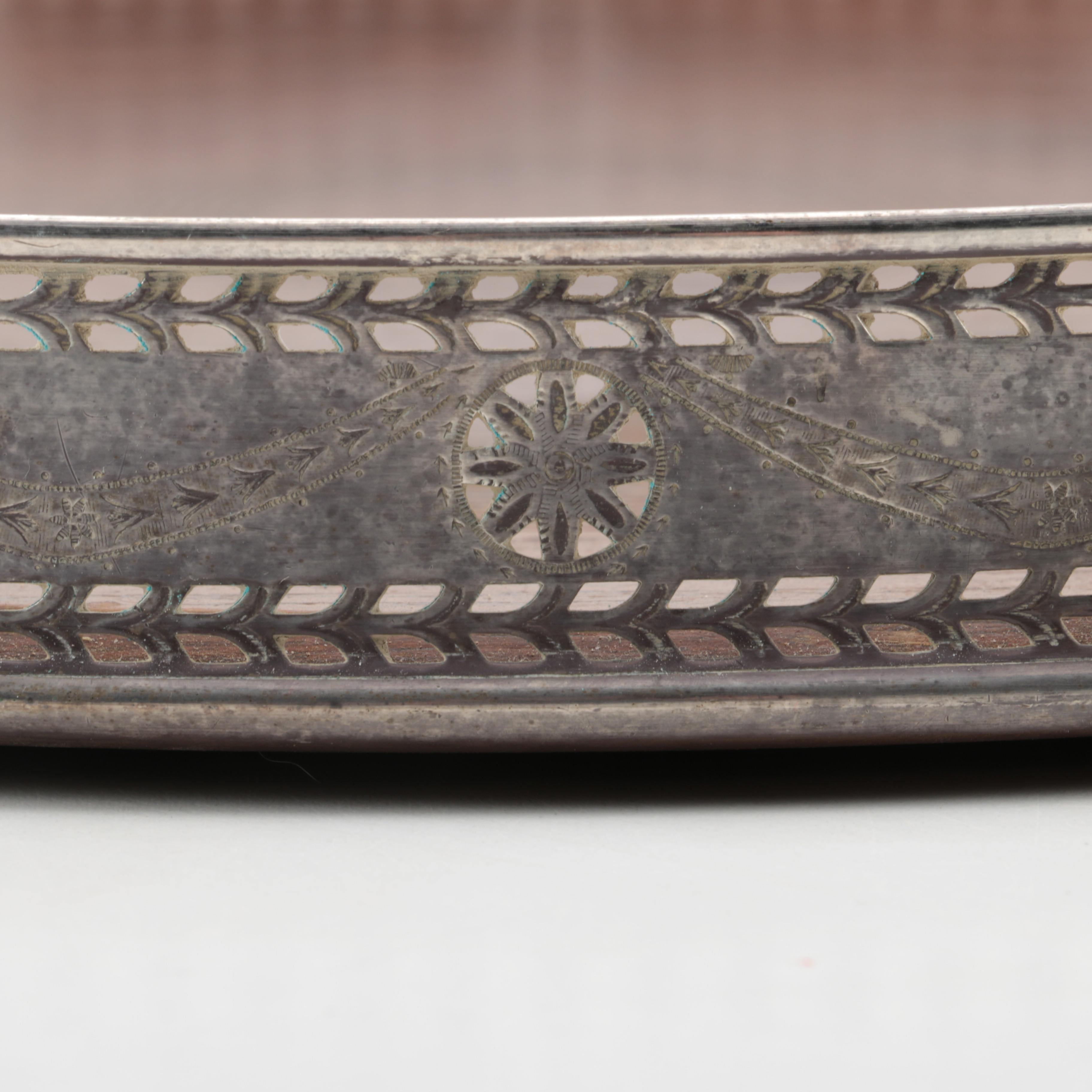 Serving Tray With a Pierced Sterling Silver Gallery