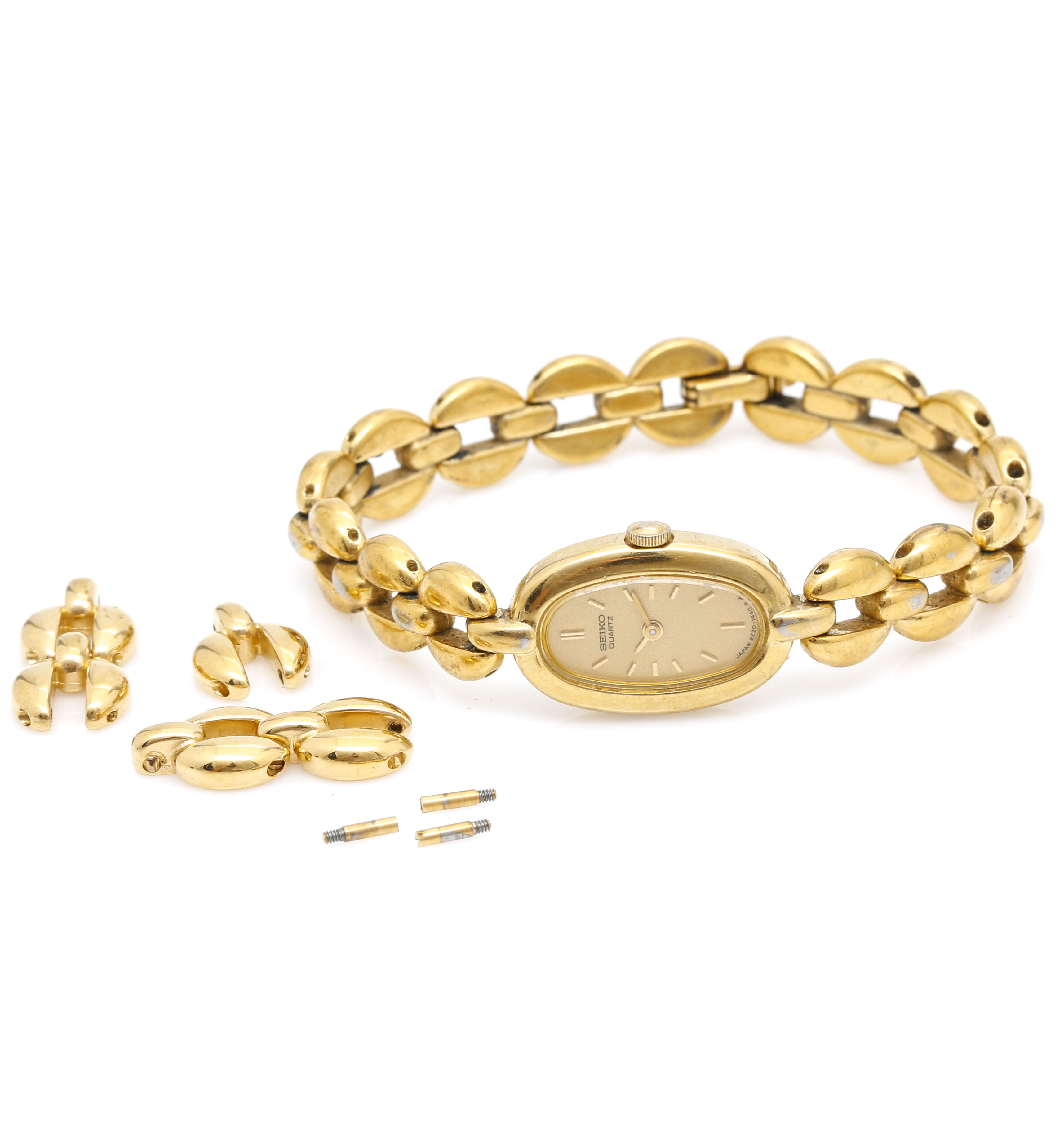 Assortment of Seiko Quartz and Timex Quartz Gold Tone Bracelet/Link Watches