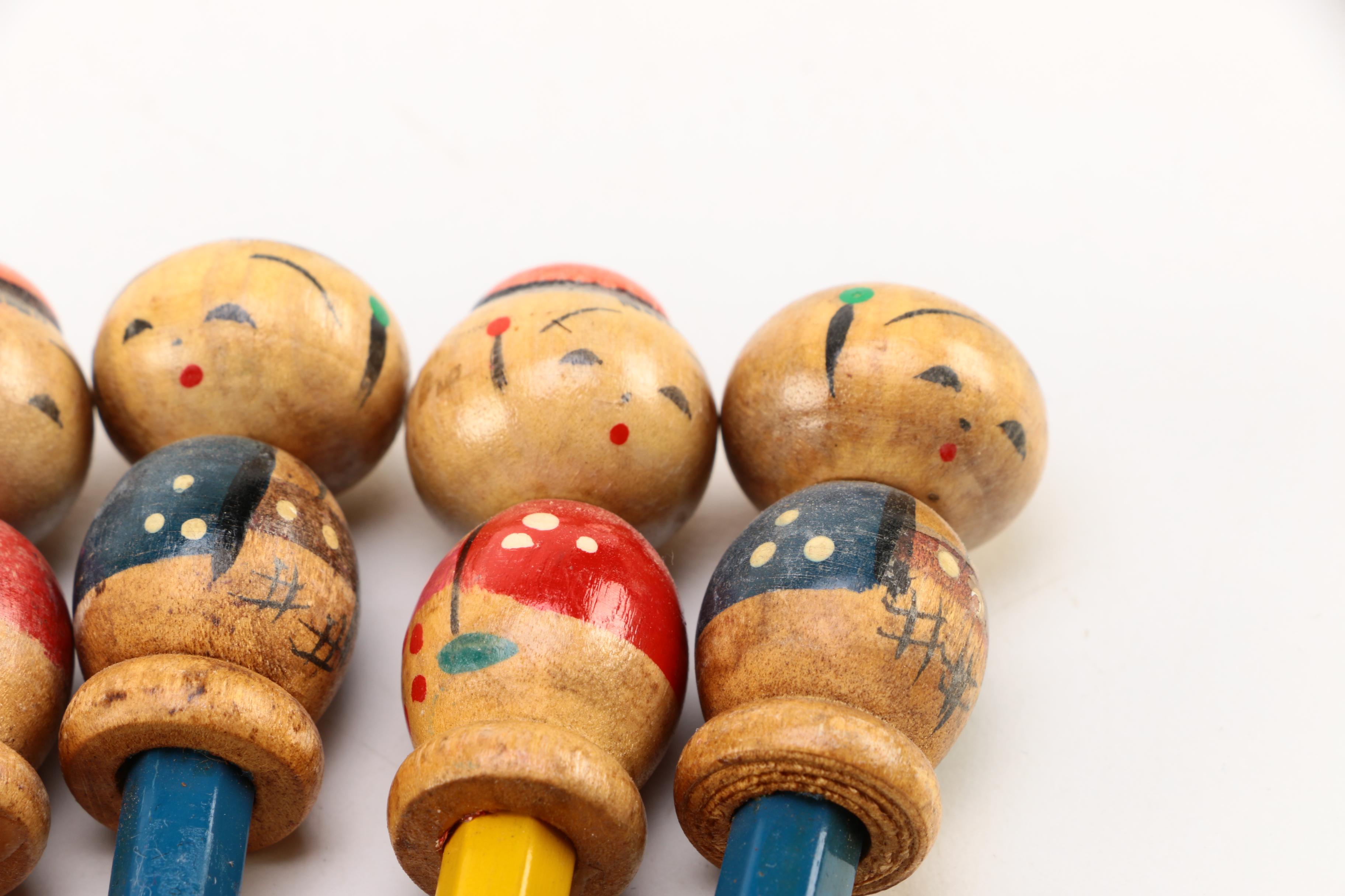 Vintage Chinese Souvenir Pencils with Toppers