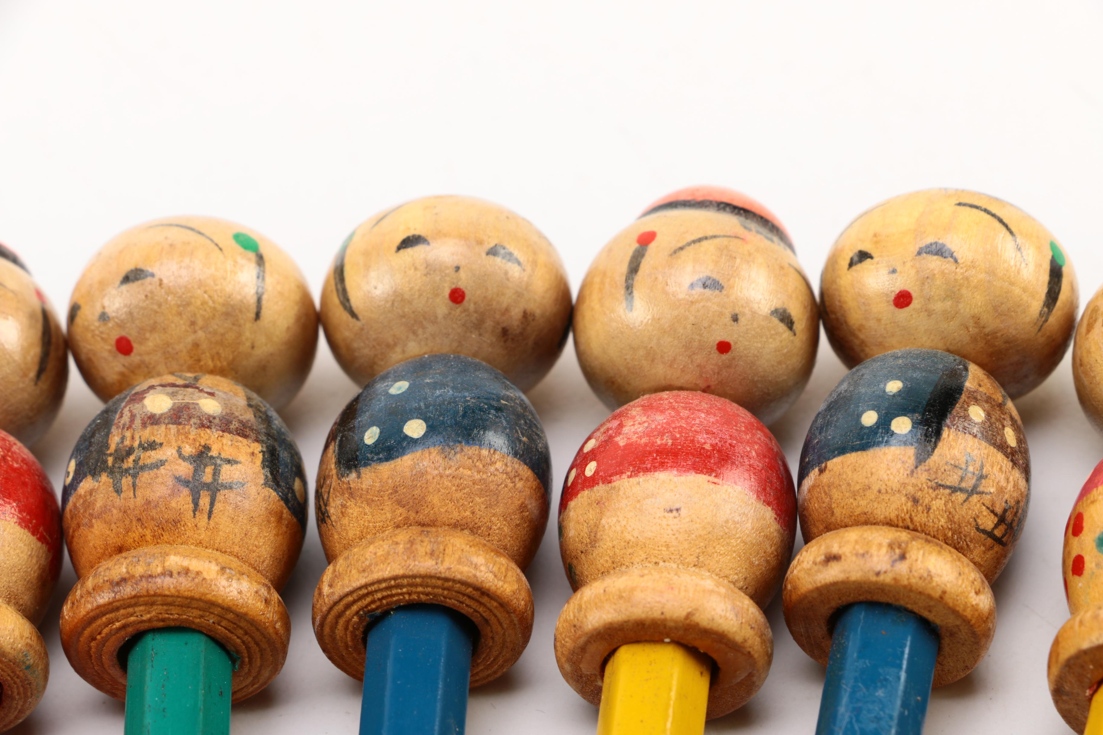 Vintage Chinese Souvenir Pencils with Toppers