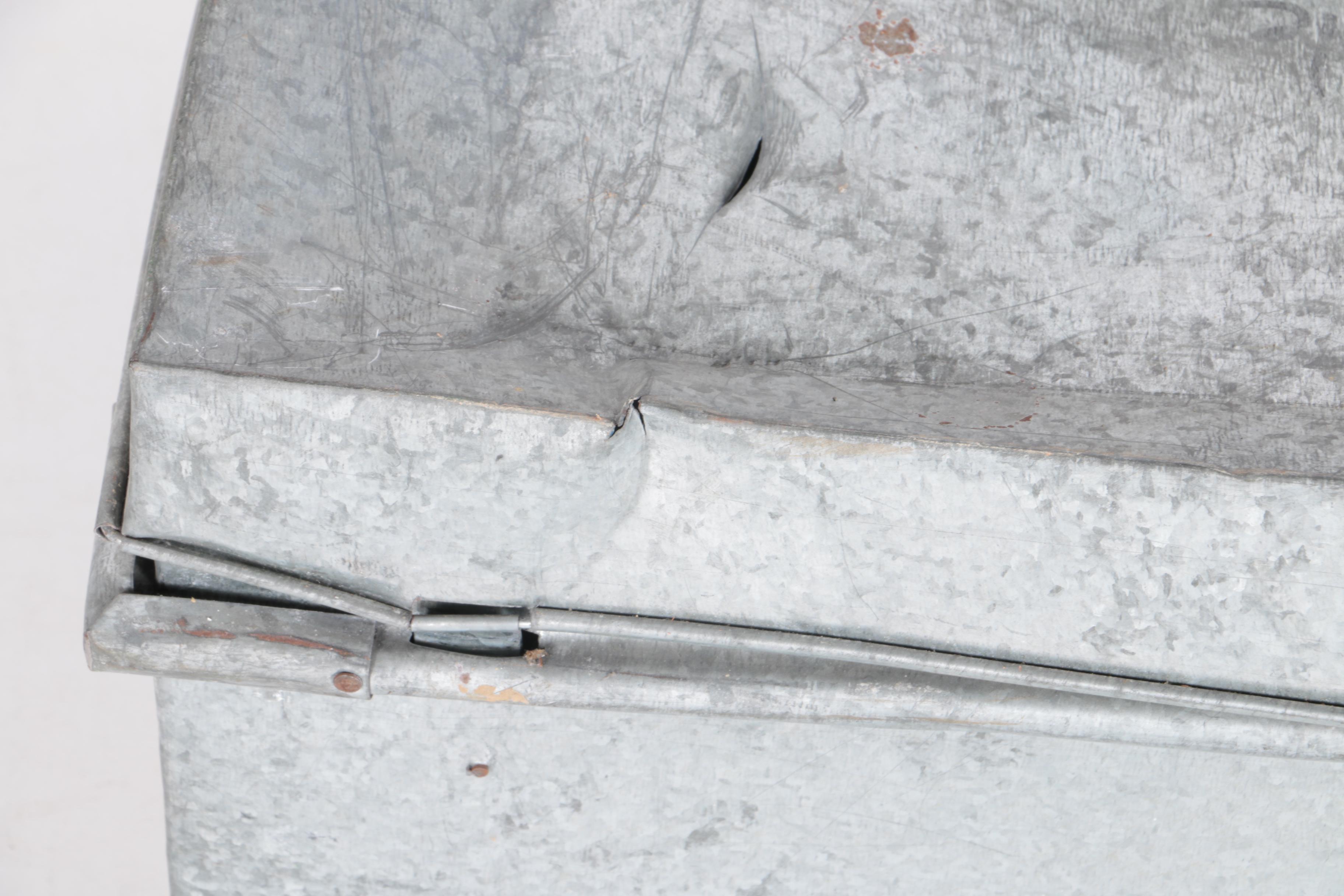 Two Large Galvanized Steel Storage Trunks