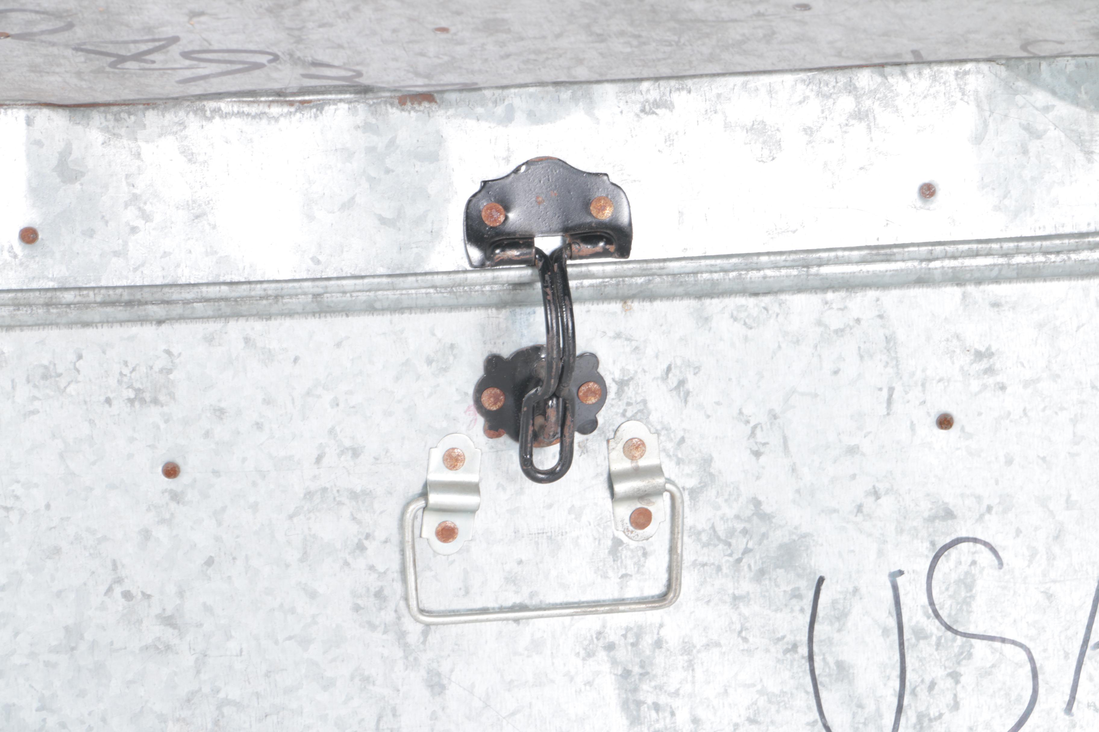 Two Large Galvanized Steel Storage Trunks