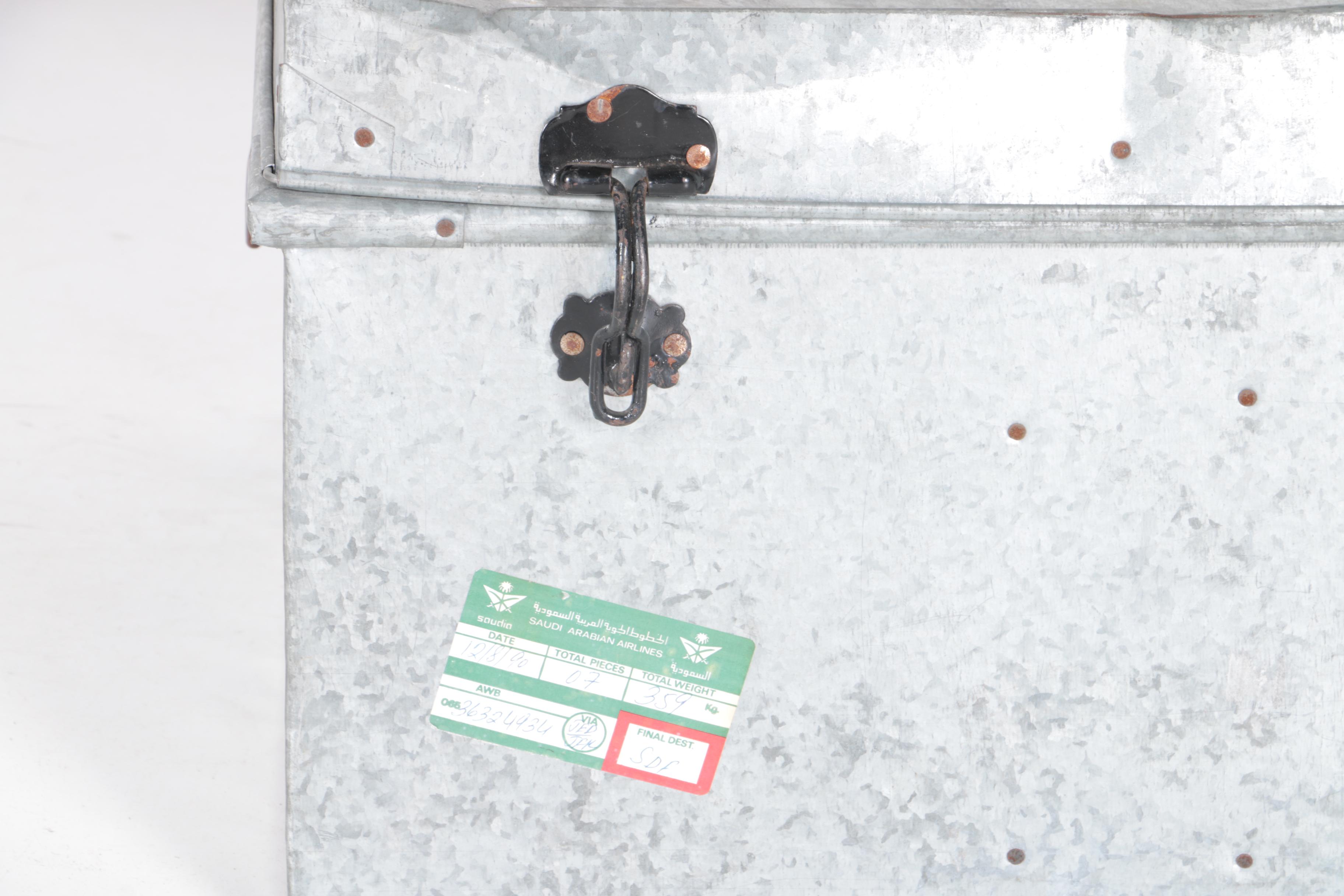 Two Large Galvanized Steel Storage Trunks