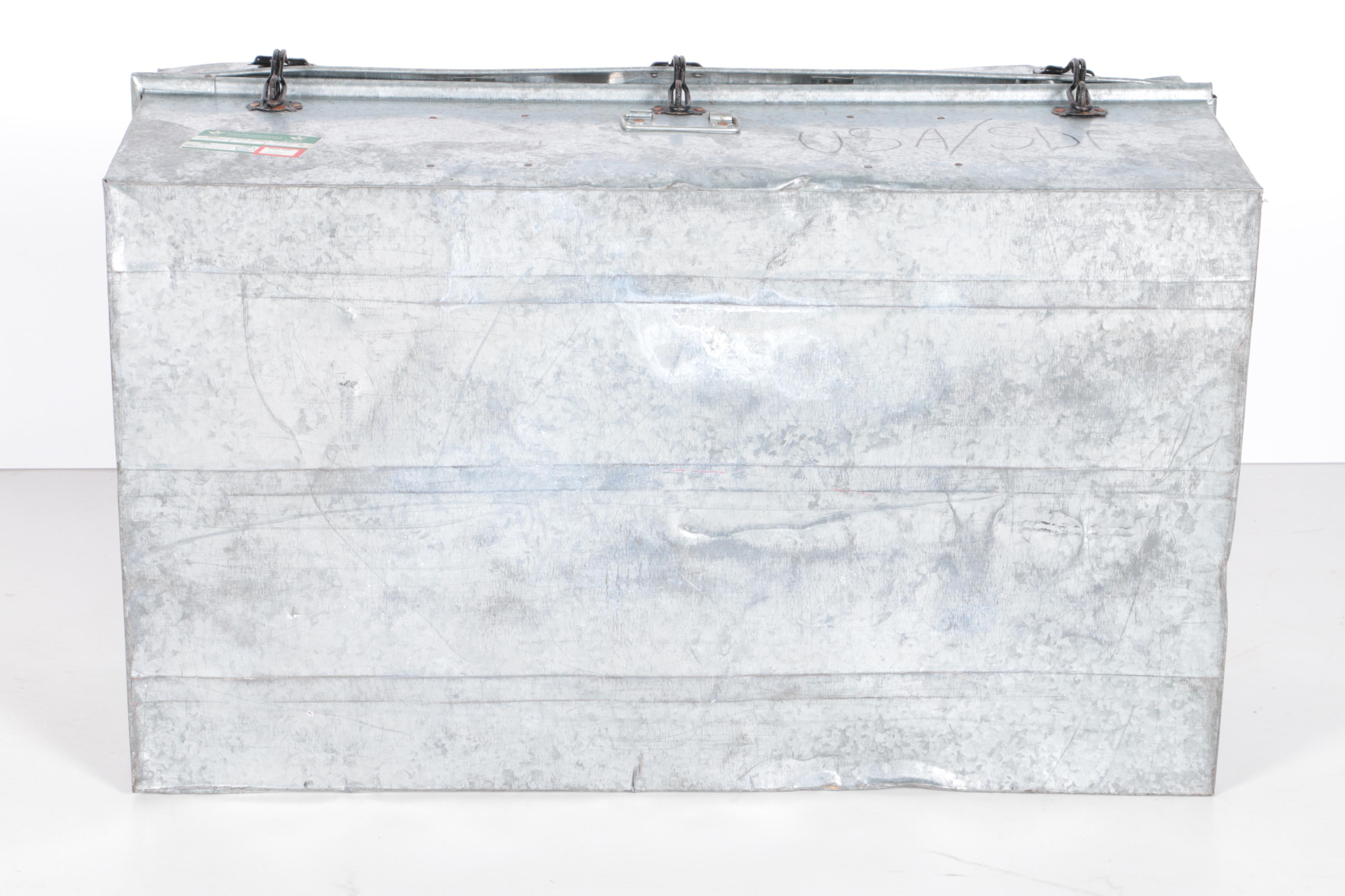 Two Large Galvanized Steel Storage Trunks