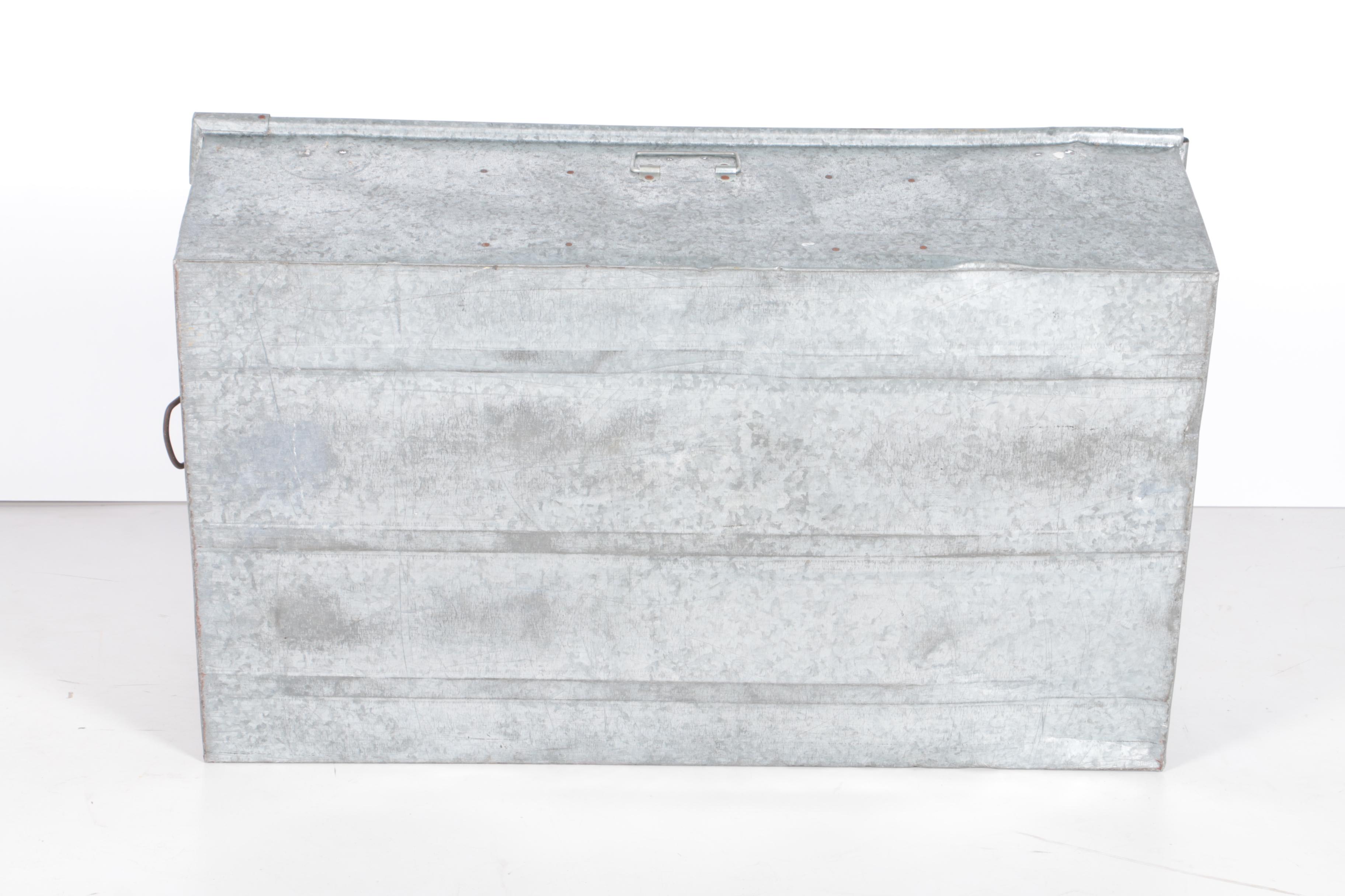 Two Large Galvanized Steel Storage Trunks