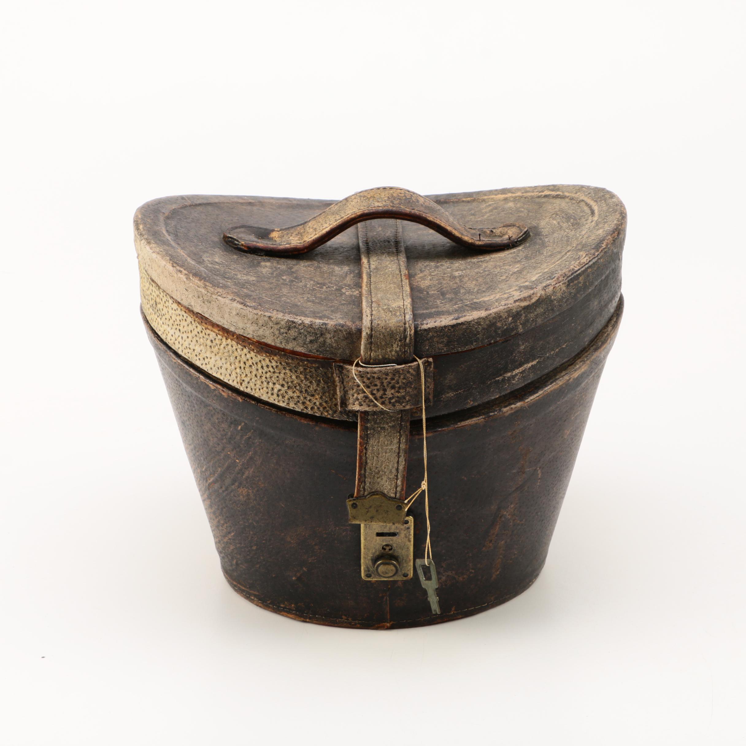 Antique Leather Hat Box