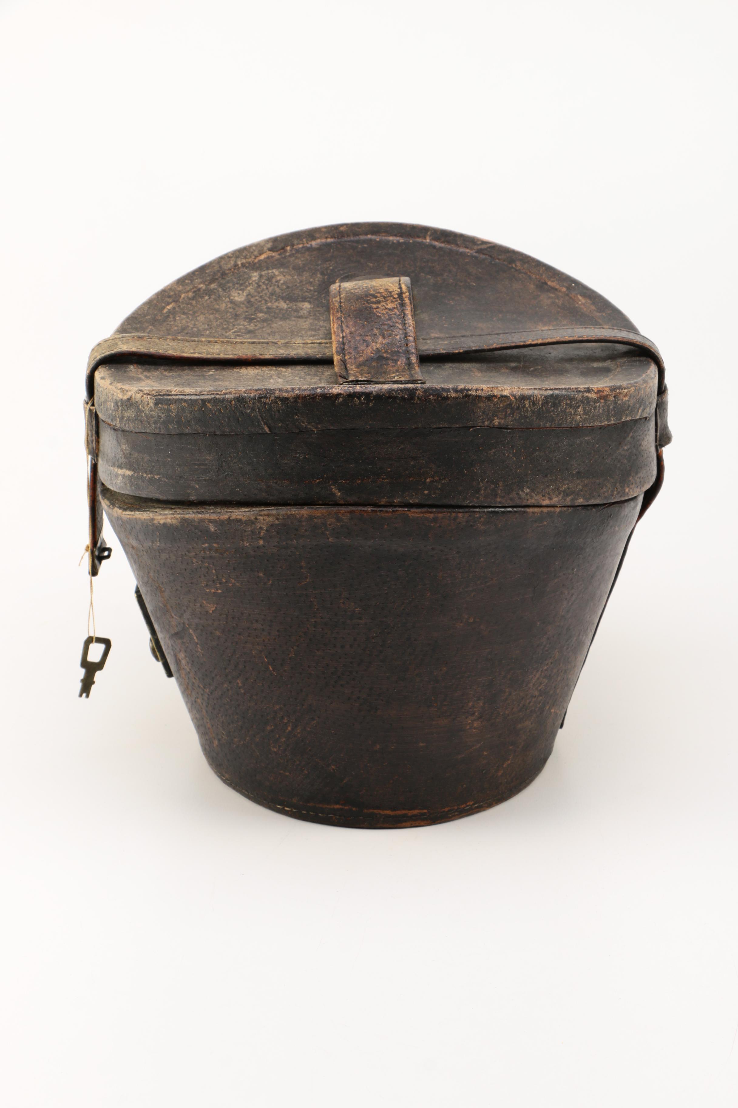 Antique Leather Hat Box